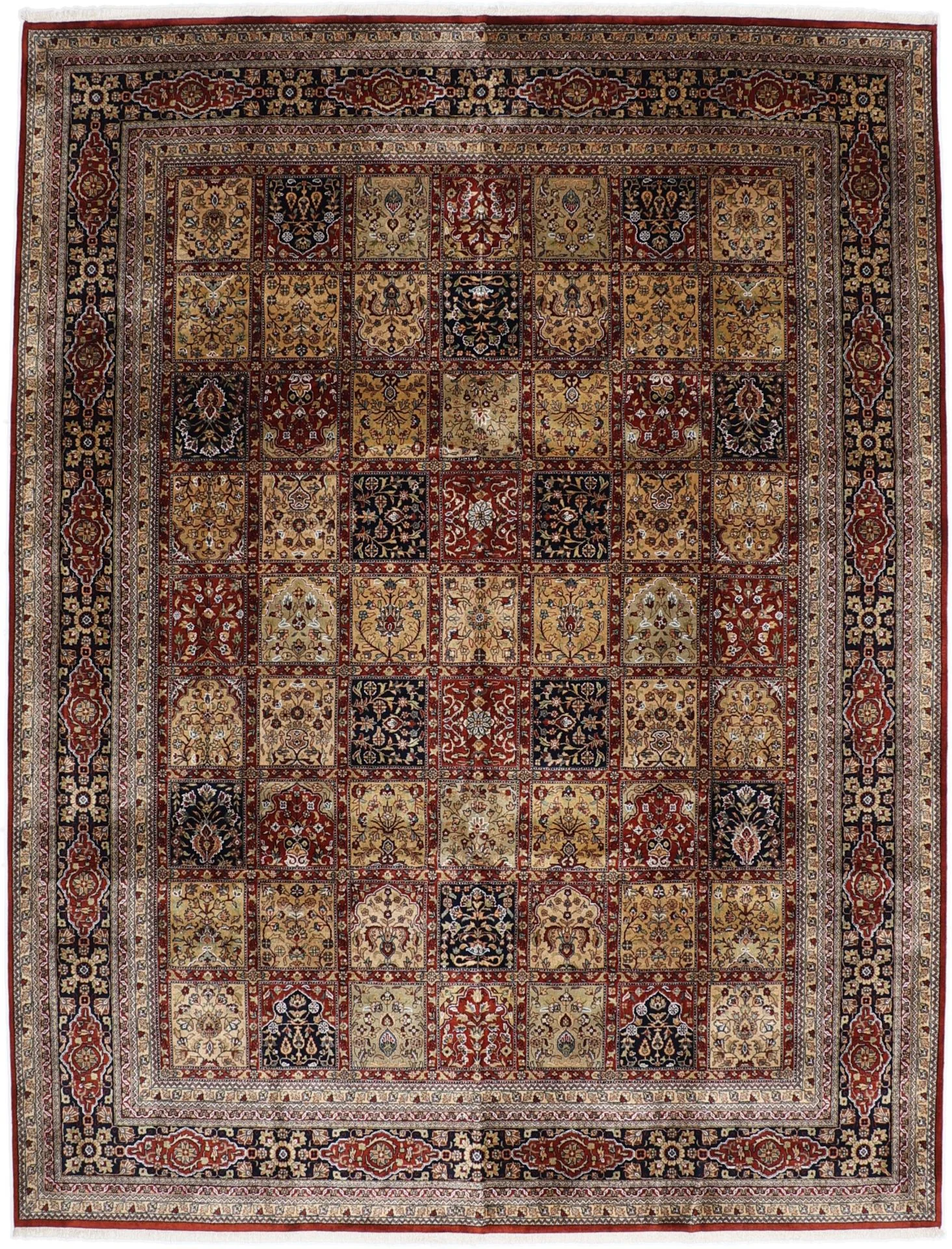 Hand-Knotted Qom Indian Rug, 302 × 395 cm, Wool