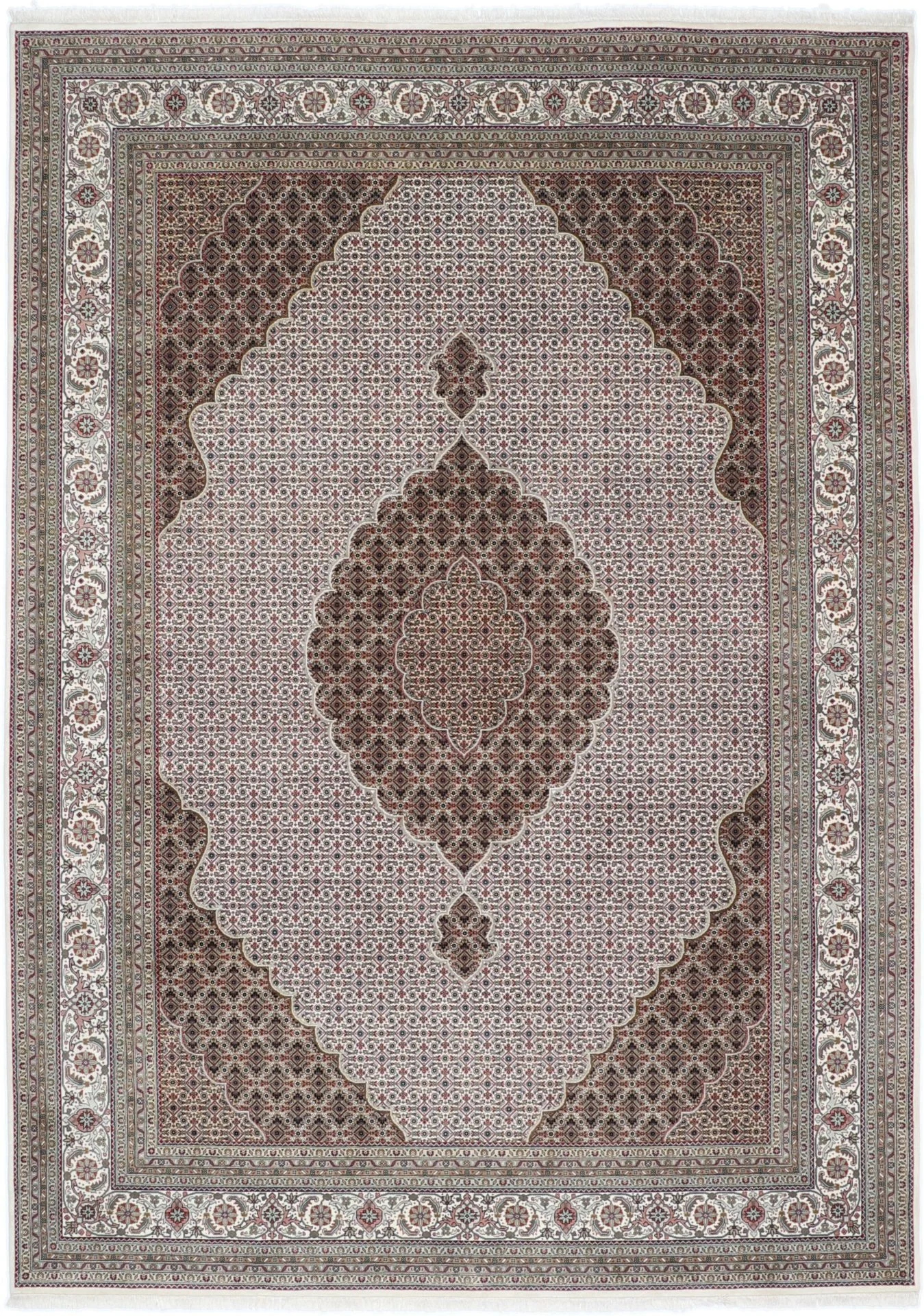 Wool Tabriz Indian Rug 252 × 354 cm, hand-knotted