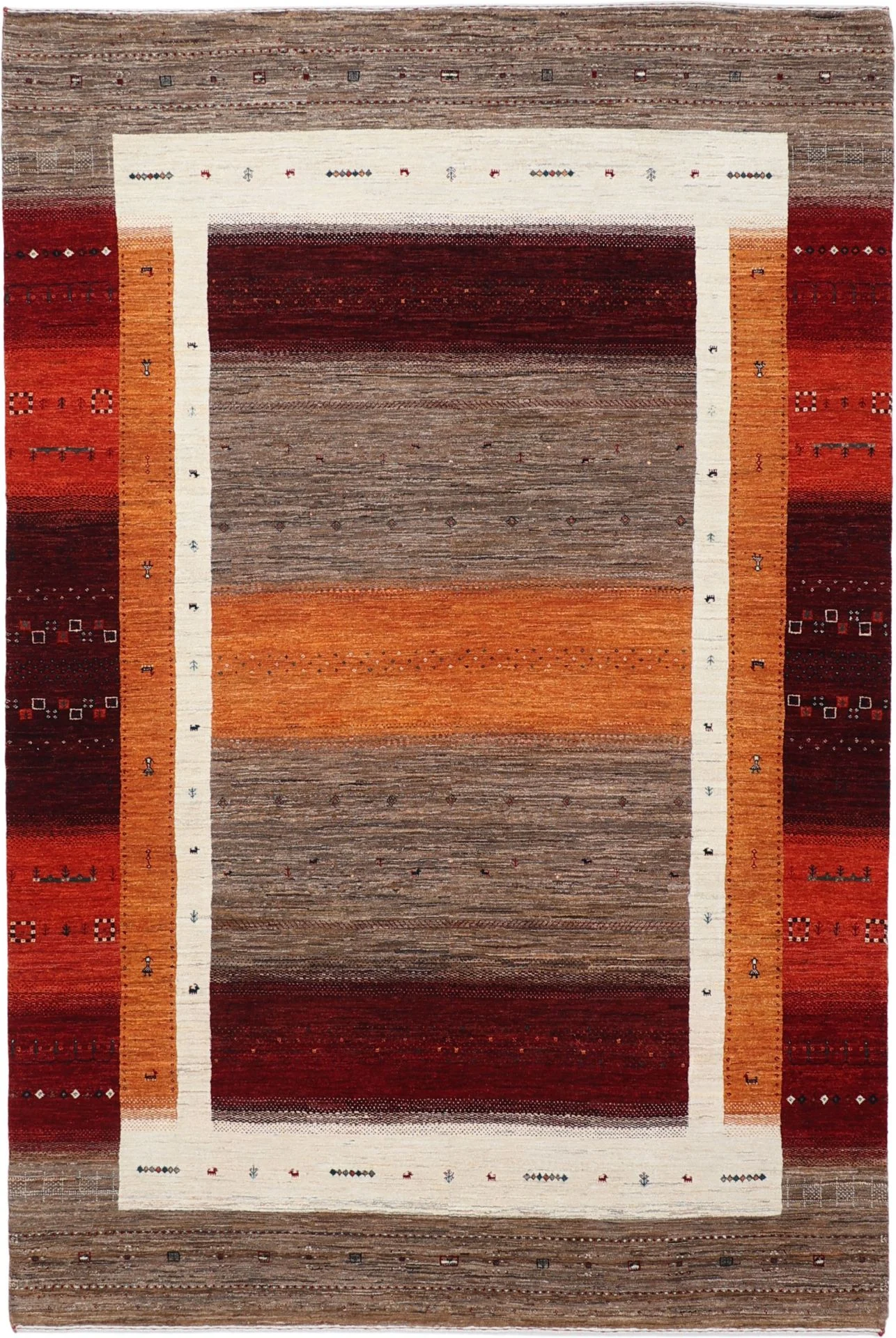 Hand-Knotted Loribaft Indian Rug, 205 × 304 cm, Wool