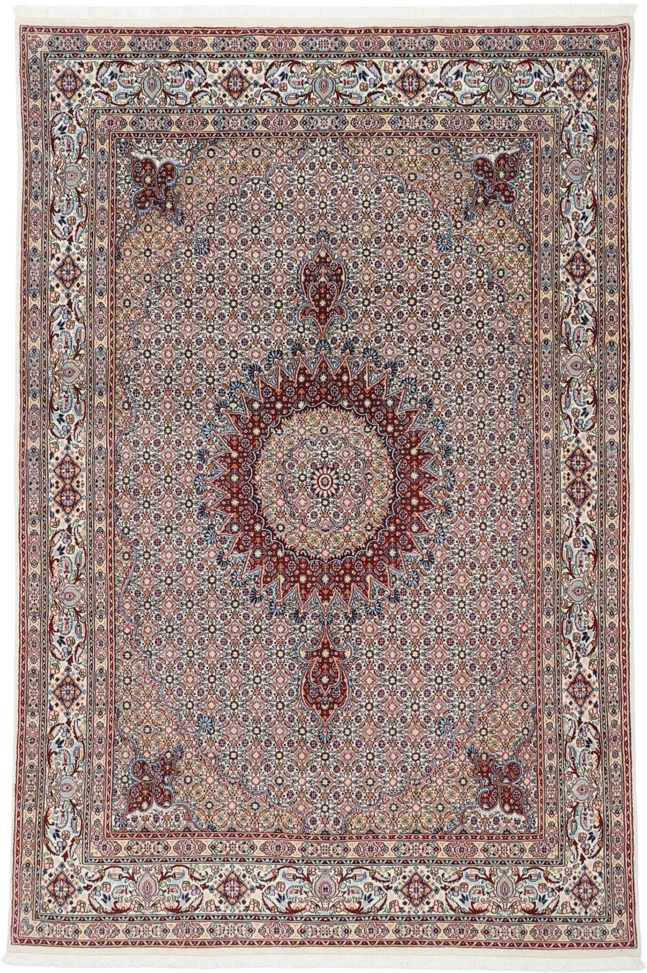 Hand-Knotted Moud Persian Rug, 190 × 290 cm, Wool