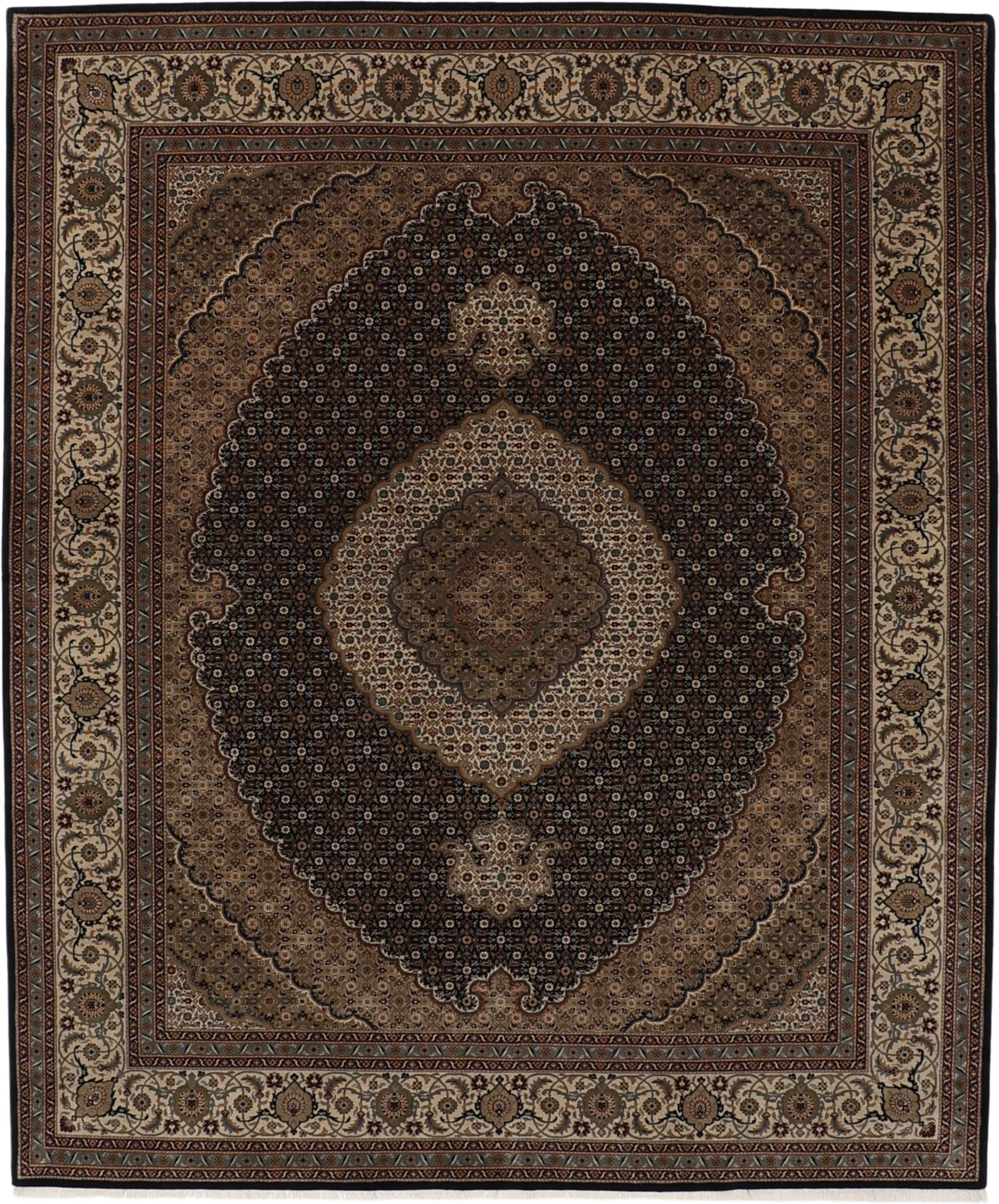 Hand-Knotted Tabriz Indian Rug, 253 × 304 cm, Wool
