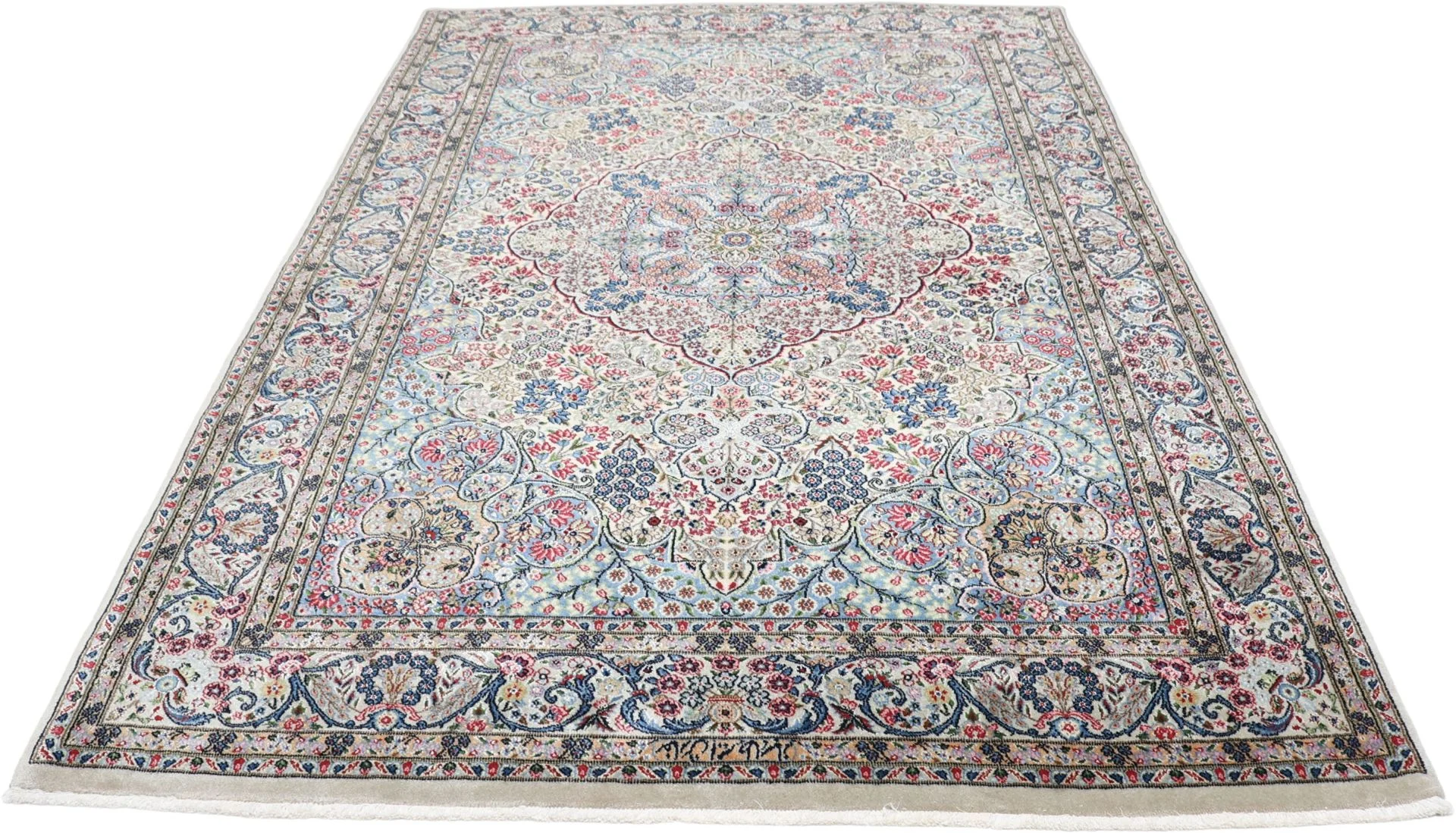 Alternative view of Wool & Silk Kerman Persian Rug 163 × 245 cm, hand-knotted