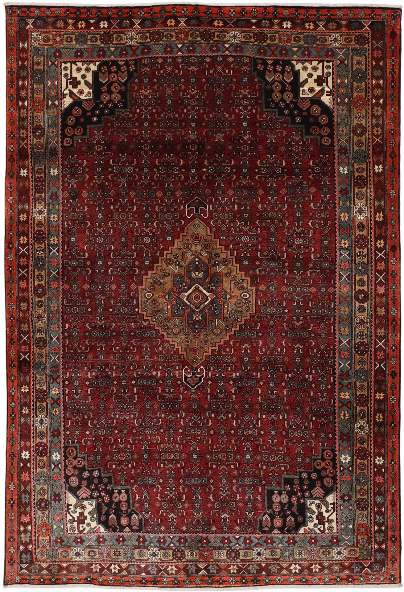 Hand-Knotted Bijar Persian Rug, 203 × 300 cm, Wool