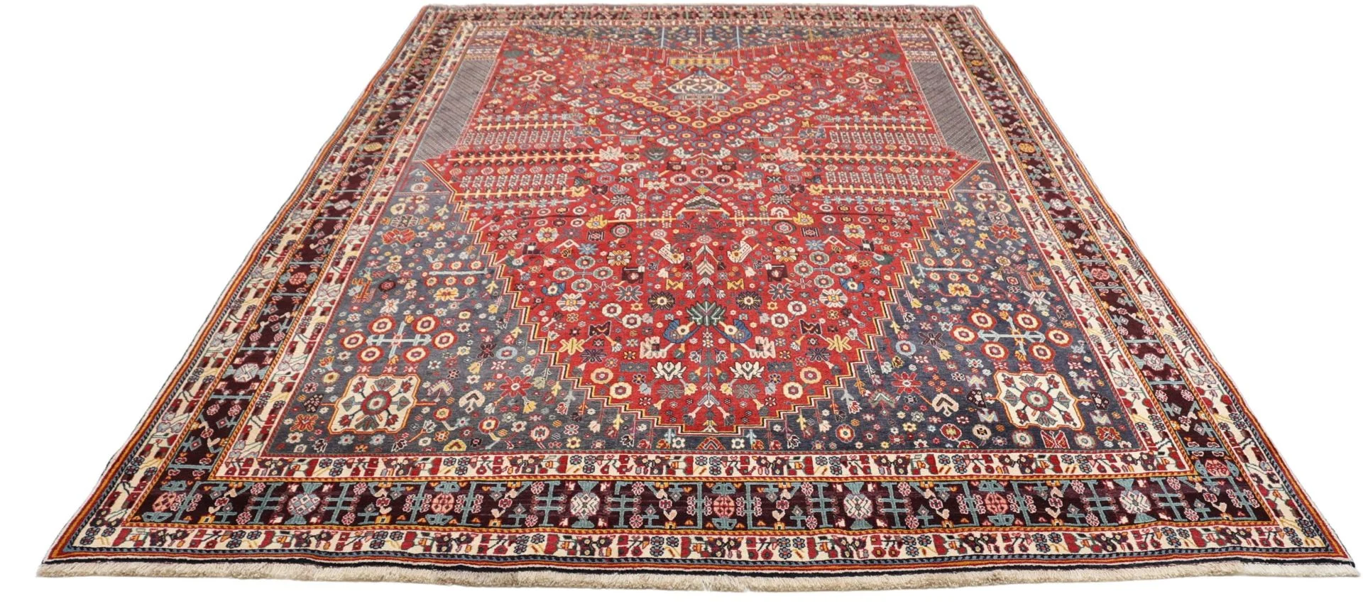 Alternative view of Hand-Knotted Shiraz Persian Rug, 206 × 303 cm, Wool