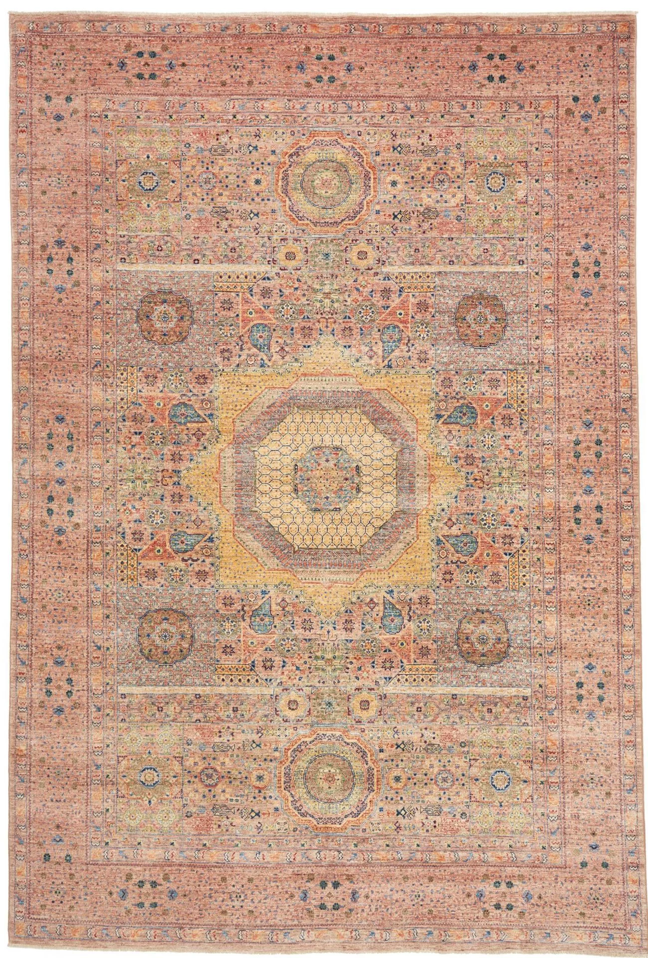 Hand-Knotted Mamluk Pakistani Rug, 206 × 297 cm, Wool