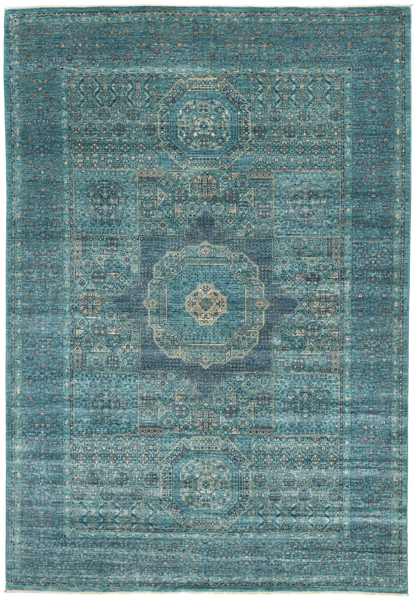 Wool Mamluk Pakistani Rug 205 × 294 cm, hand-knotted