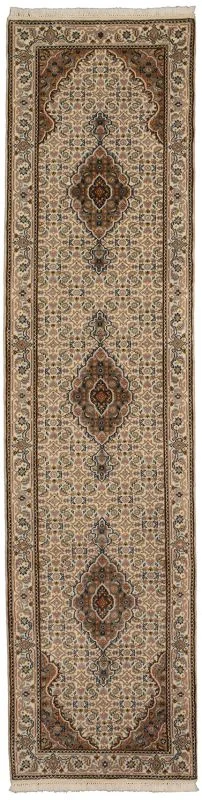 Tabriz Indian Rug 74 × 303 cm in Wool & Silk, hand-knotted