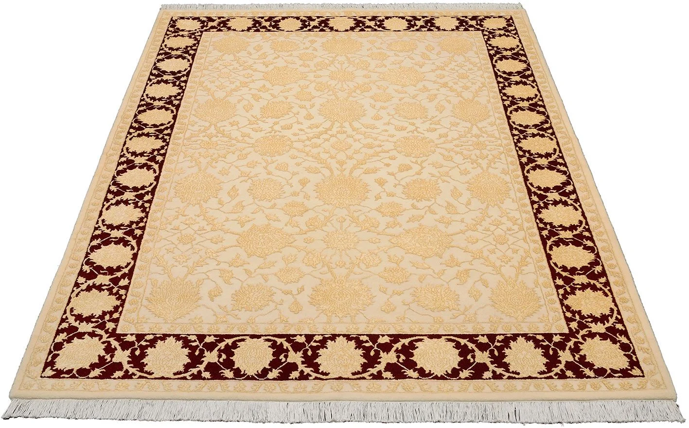 Alternative view of Wool & Silk Tabriz Indian Rug 170 × 250 cm, hand-knotted