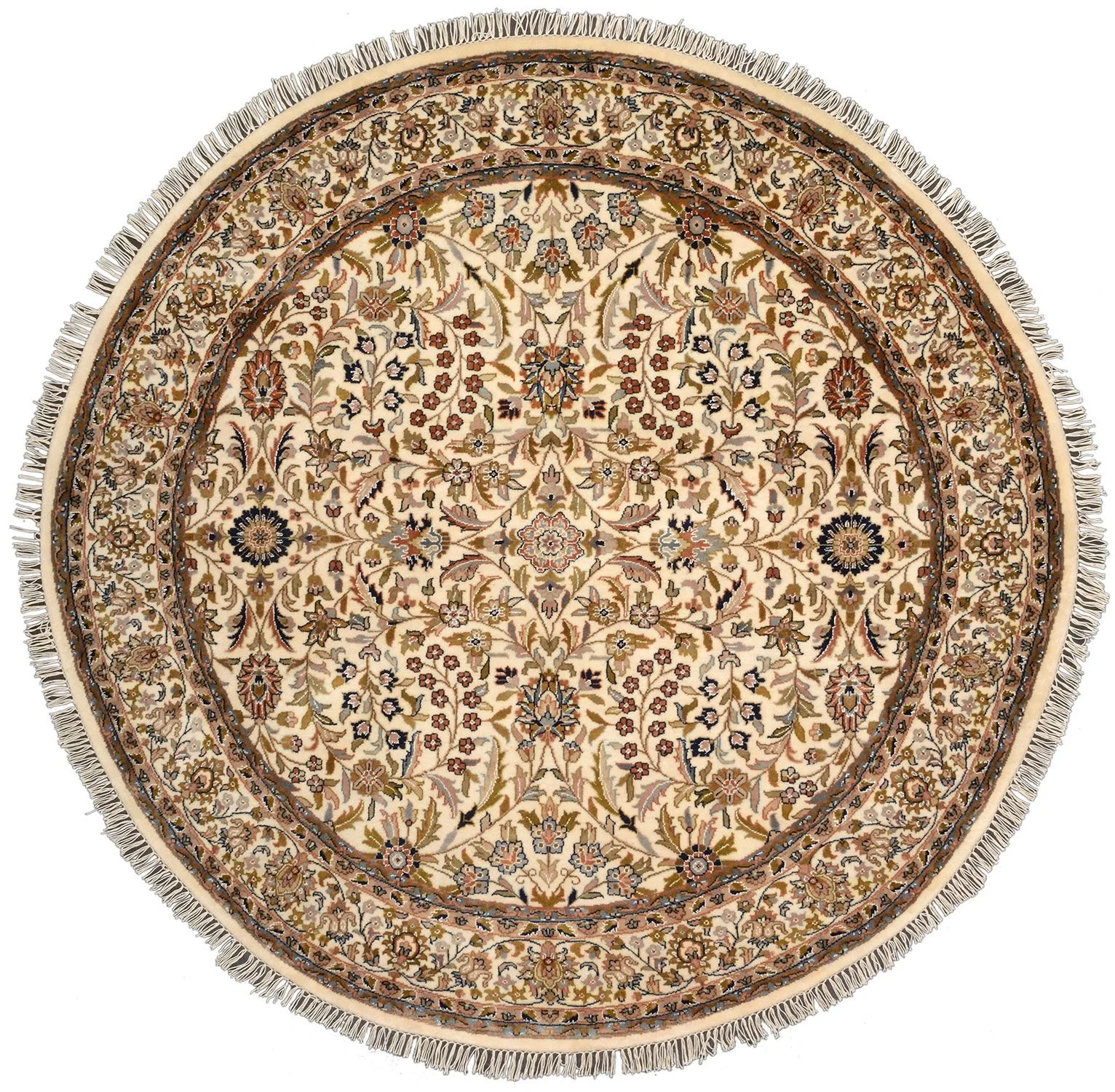 Tabriz Indian Rug 194 × 194 cm in Wool & Silk, hand-knotted