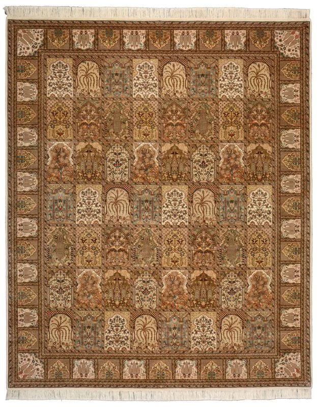 Hand-Knotted Qom Indian Rug, 253 × 305 cm, Wool