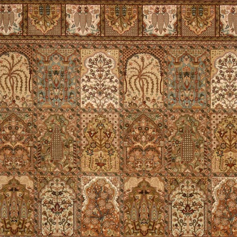 Hand-Knotted Qom Indian Rug, 253 × 305 cm, Wool - Image 4