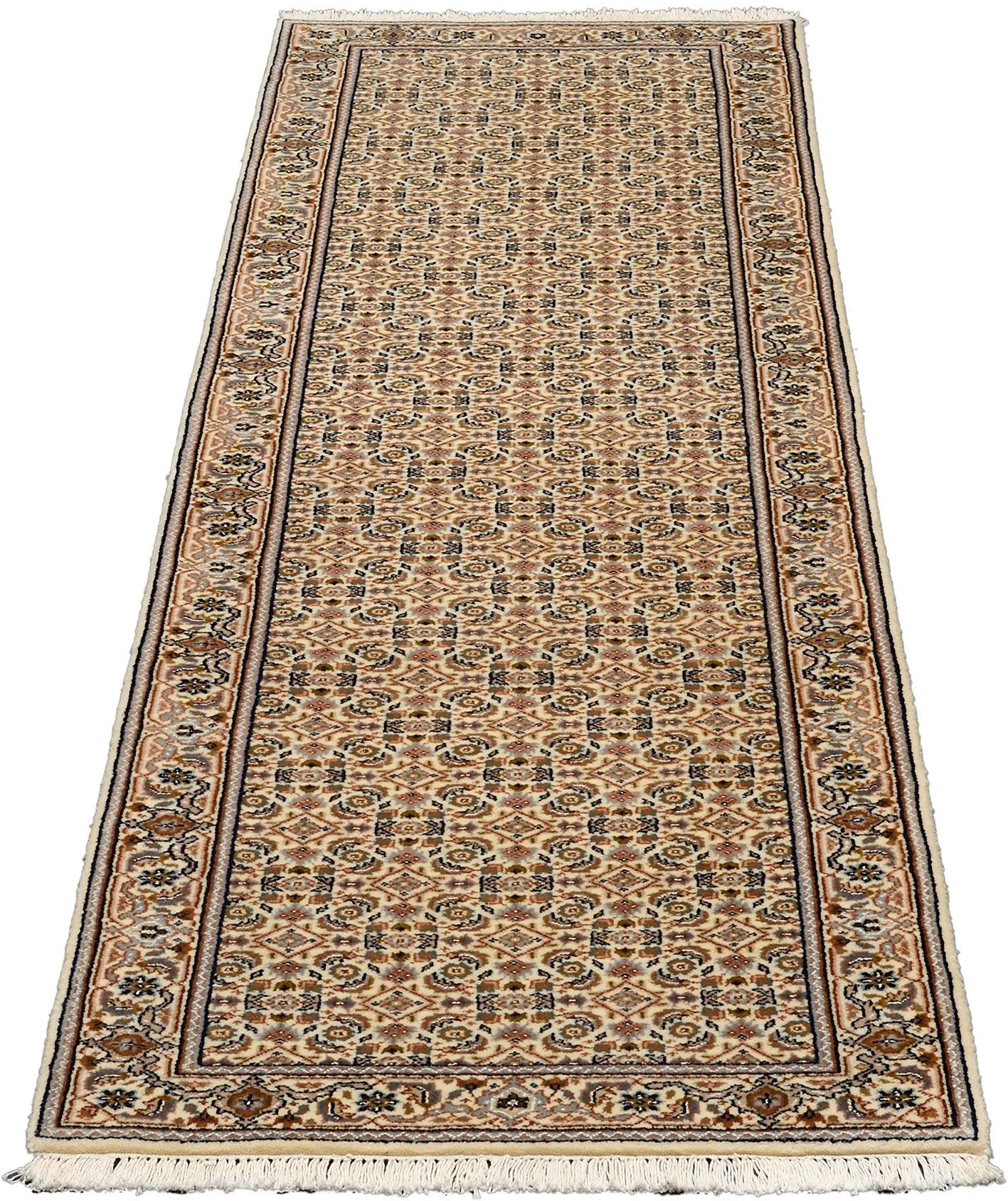 Alternative view of Wool & Silk Tabriz Indian Rug 80 × 293 cm, hand-knotted