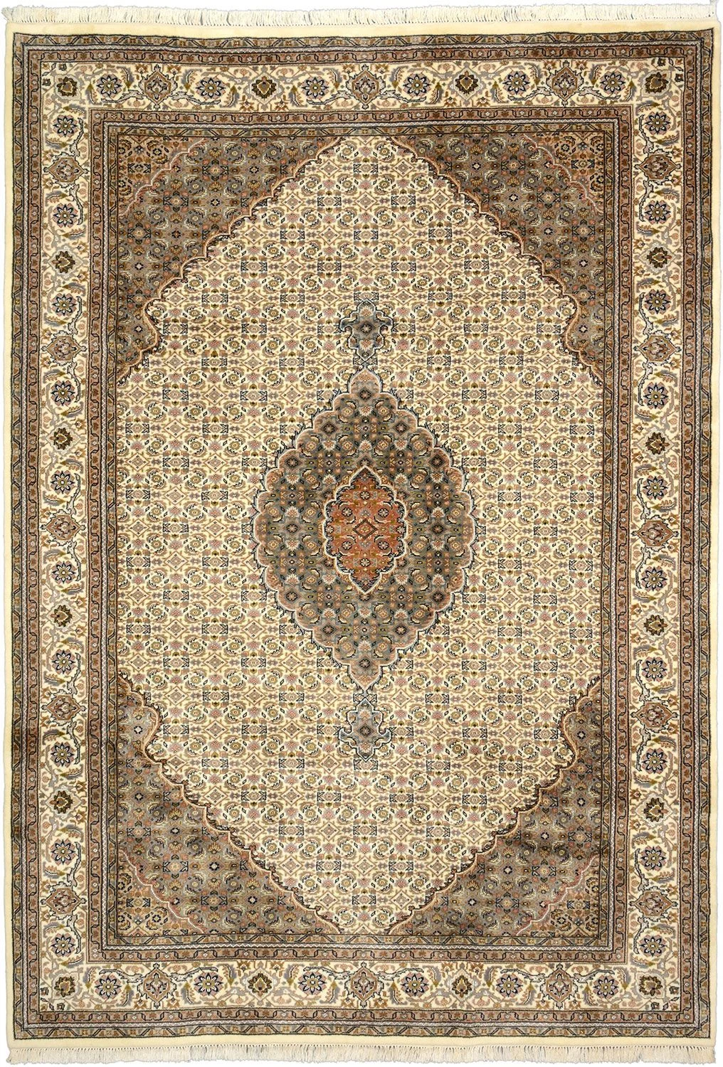 Wool Tabriz Indian Rug 204 × 292 cm, hand-knotted