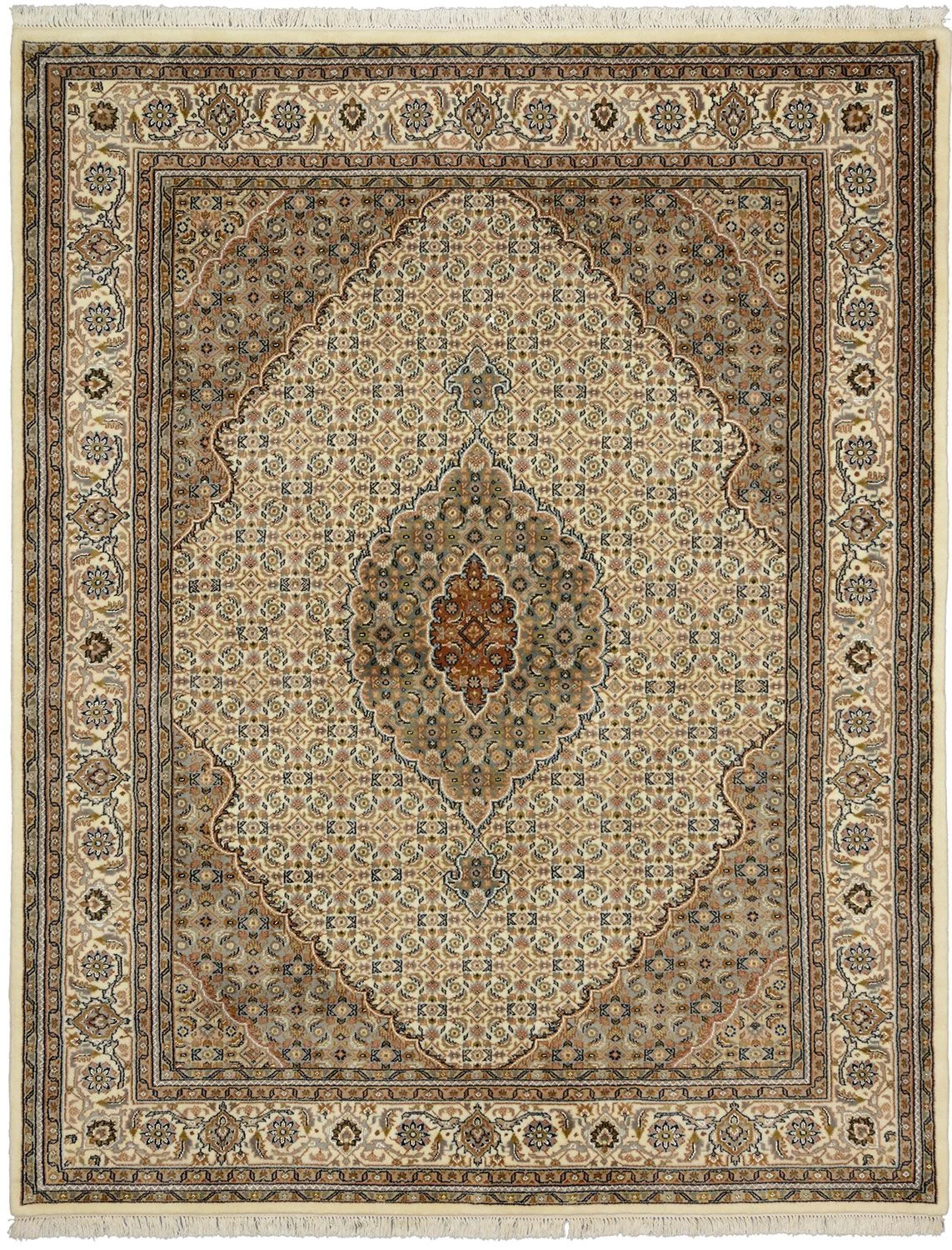 Tabriz Indian Rug 194 × 245 cm in Wool, hand-knotted