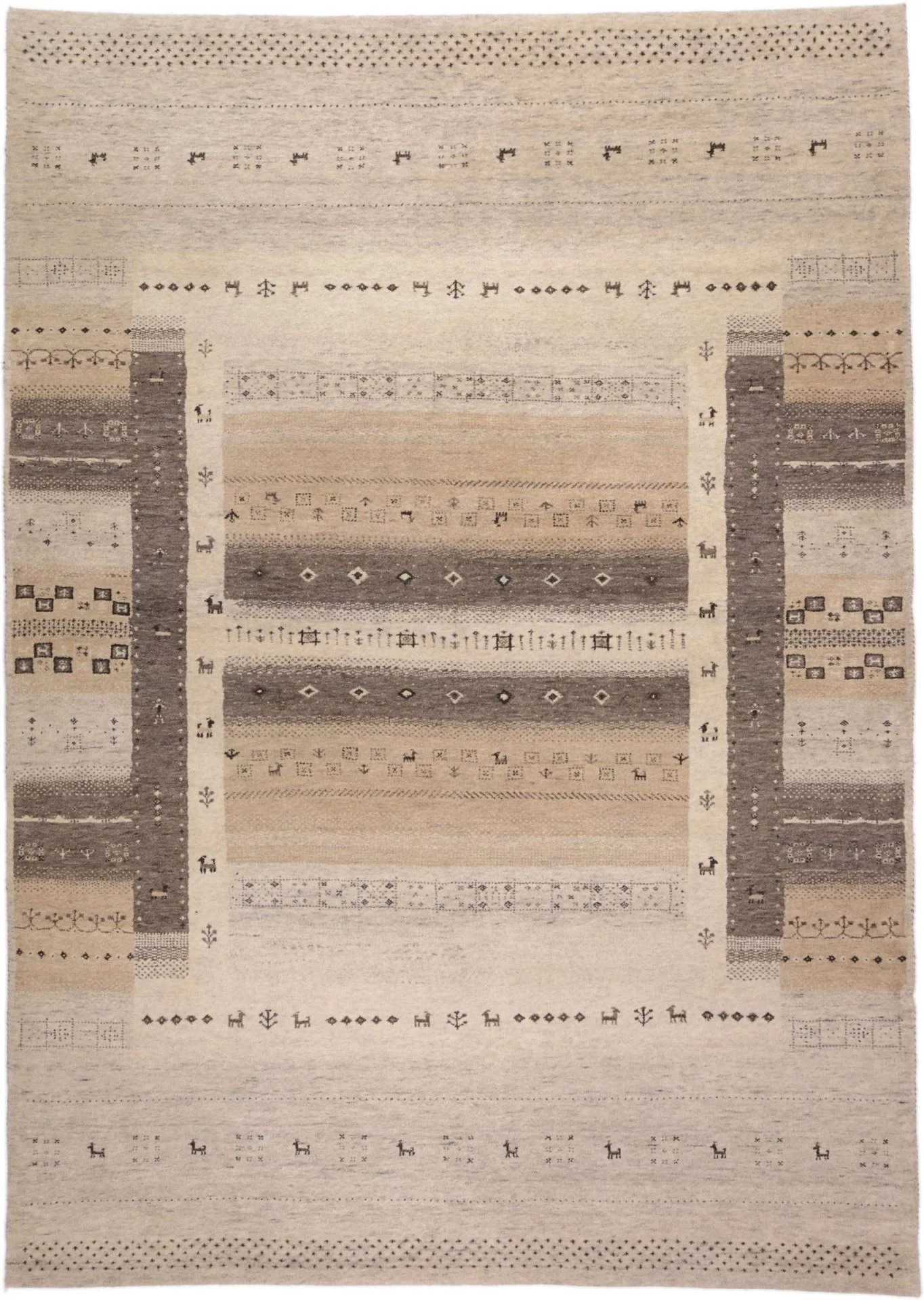 Hand-Knotted Loribaft Indian Rug, 176 × 246 cm, Wool