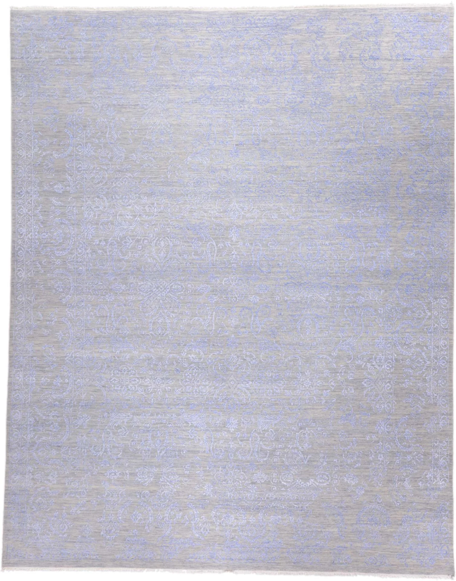 Hand-Knotted Indian Rug, 246 × 308 cm, Wool & Silk