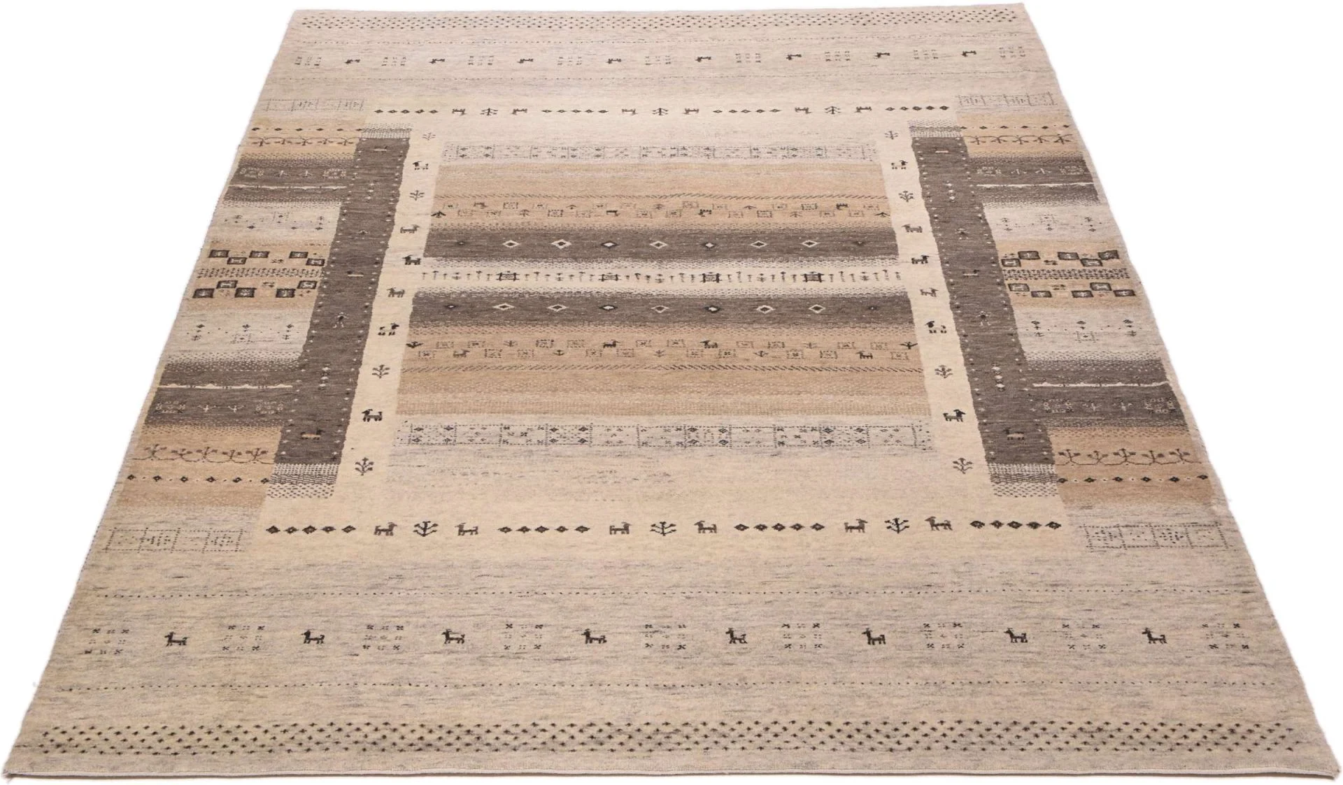 Alternative view of Hand-Knotted Loribaft Indian Rug, 176 × 246 cm, Wool