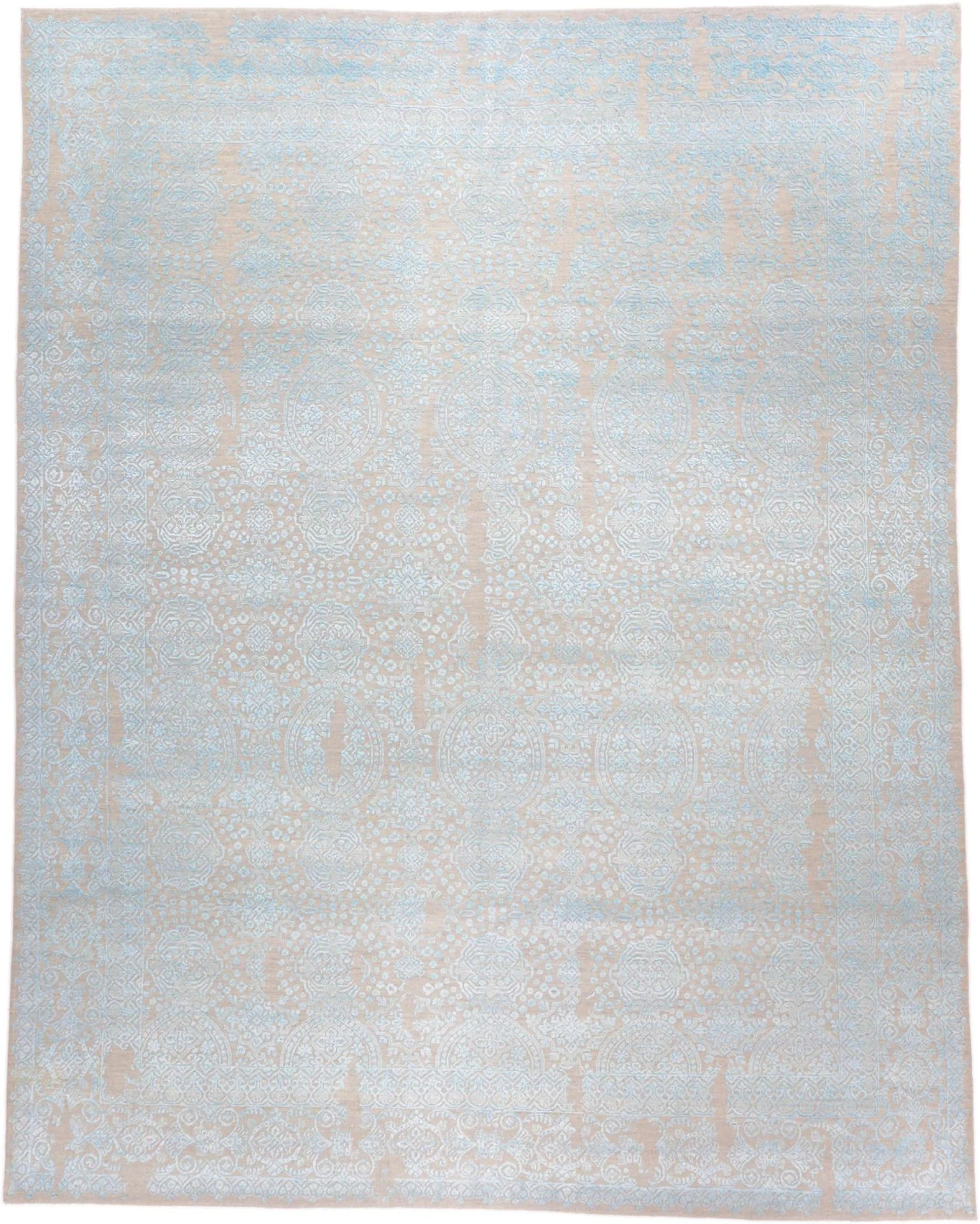 Wool & Silk Indian Rug 241 × 304 cm, hand-knotted