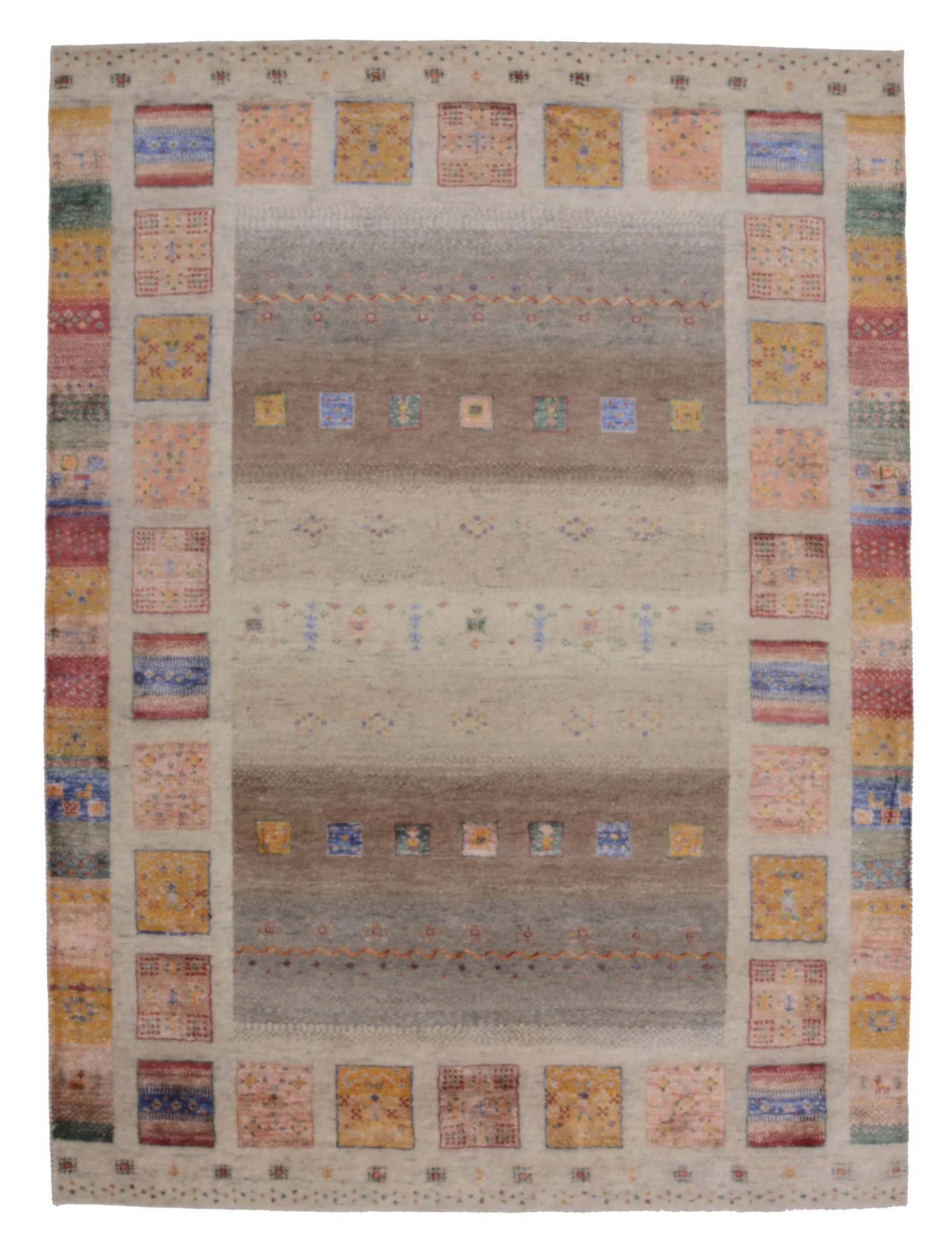 Hand-Knotted Loribaft Indian Rug, 155 × 210 cm, Wool & Silk