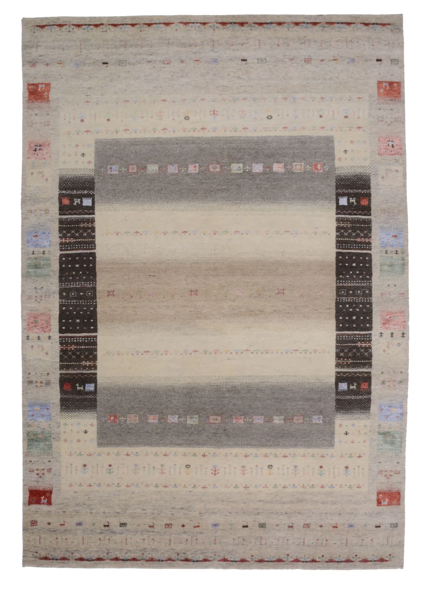 Wool & Silk Loribaft Indian Rug 173 × 249 cm, hand-knotted