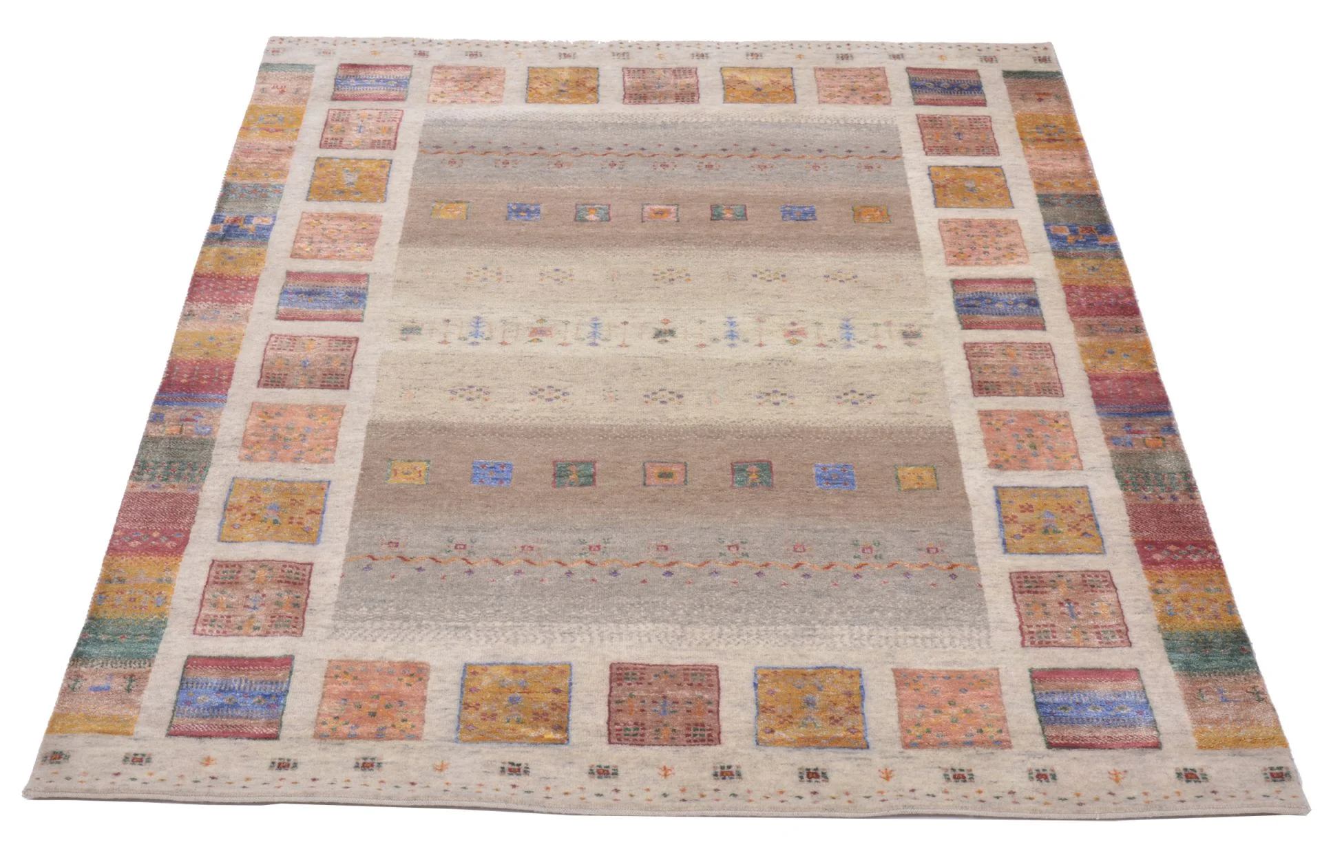 Alternative view of Hand-Knotted Loribaft Indian Rug, 155 × 210 cm, Wool & Silk