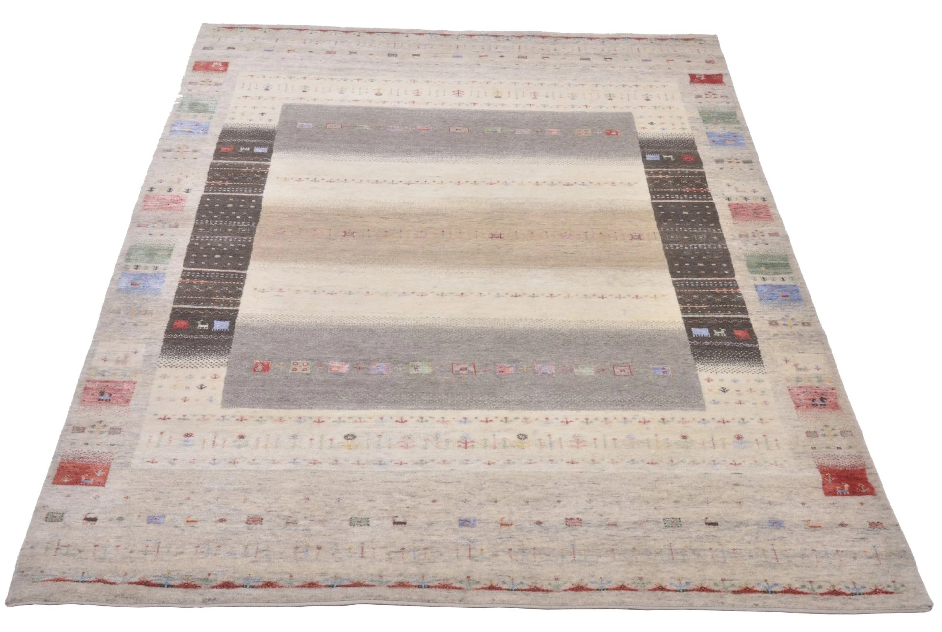 Alternative view of Wool & Silk Loribaft Indian Rug 173 × 249 cm, hand-knotted