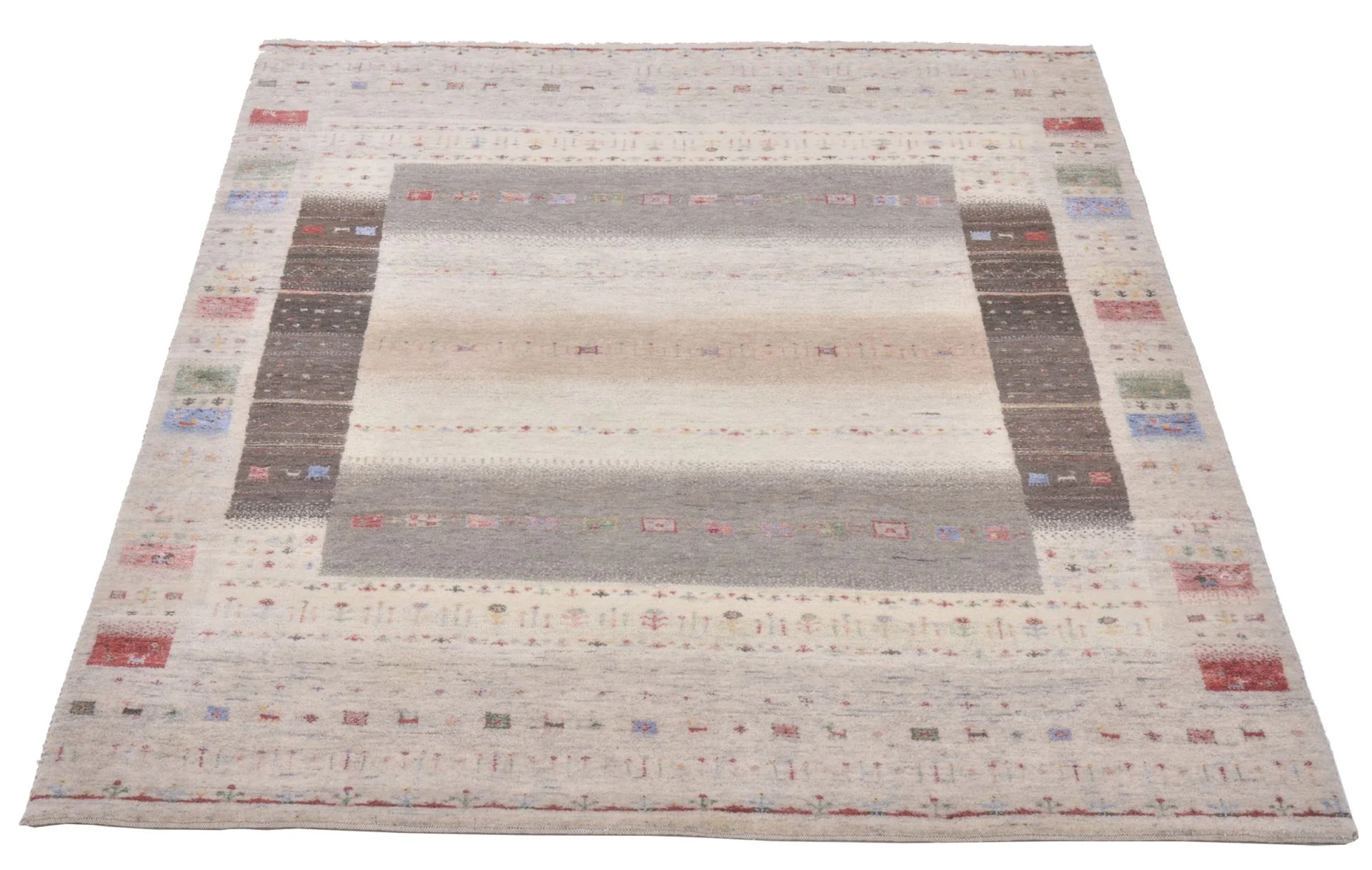 Alternative view of Wool & Silk Loribaft Indian Rug 153 × 198 cm, hand-knotted