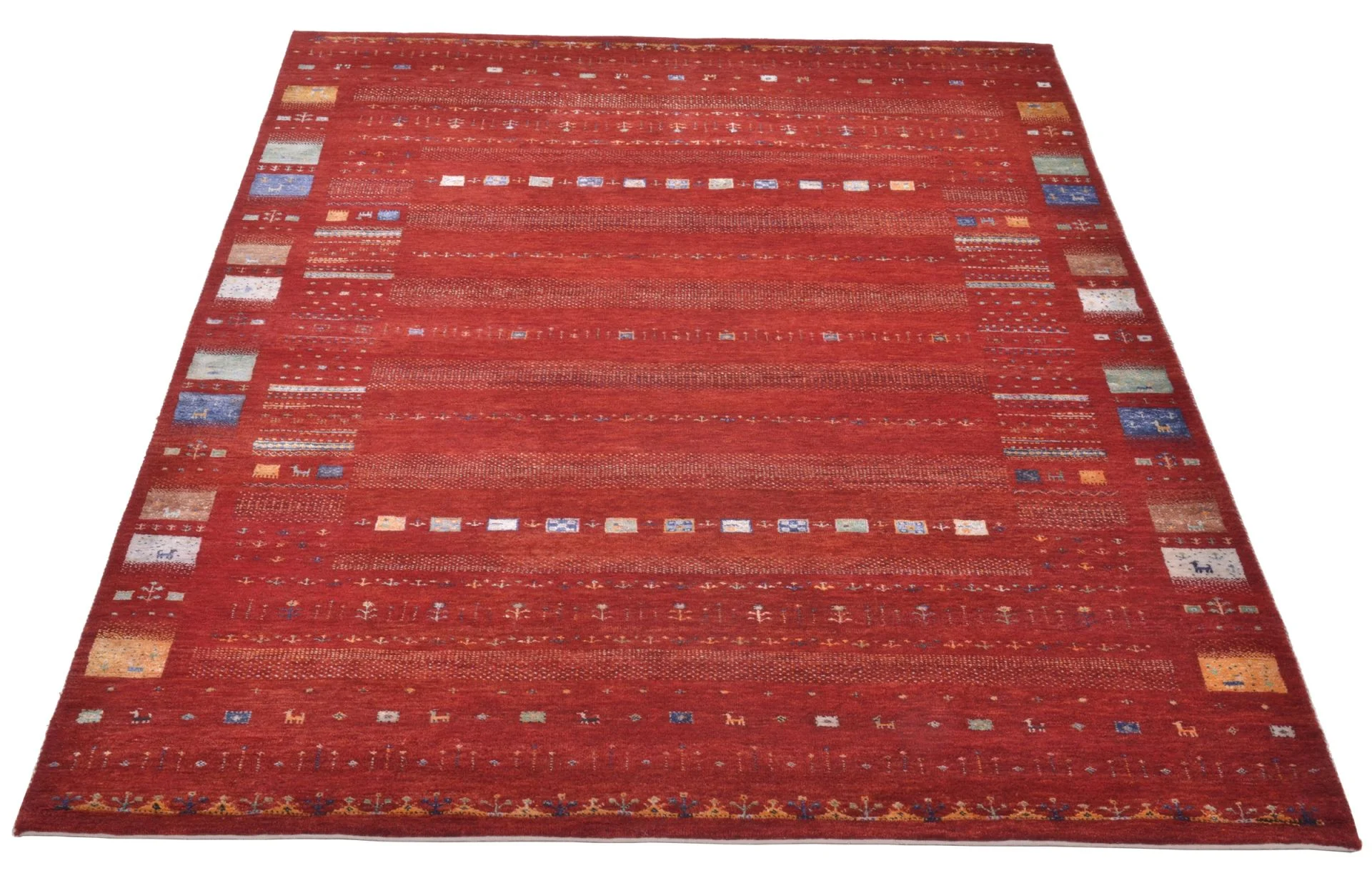 Alternative view of Hand-Knotted Loribaft Indian Rug, 175 × 242 cm, Wool & Silk