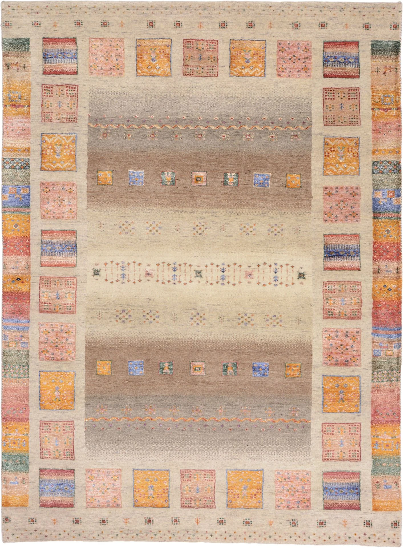 Hand-Knotted Loribaft Indian Rug, 151 × 204 cm, Wool & Silk