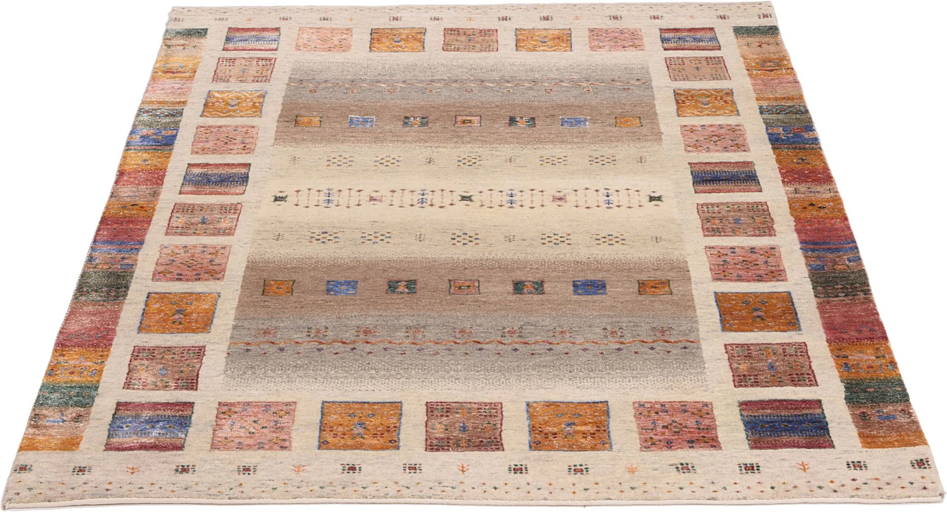 Alternative view of Hand-Knotted Loribaft Indian Rug, 151 × 204 cm, Wool & Silk