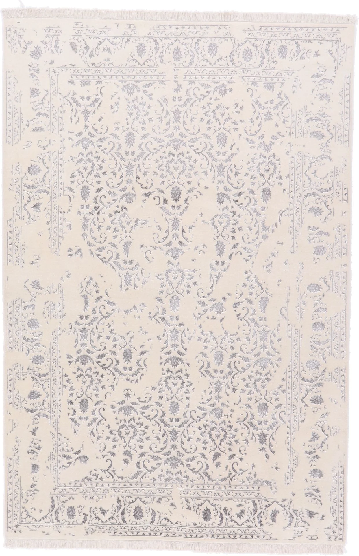 Wool & Silk Indian Rug 199 × 298 cm, hand-knotted