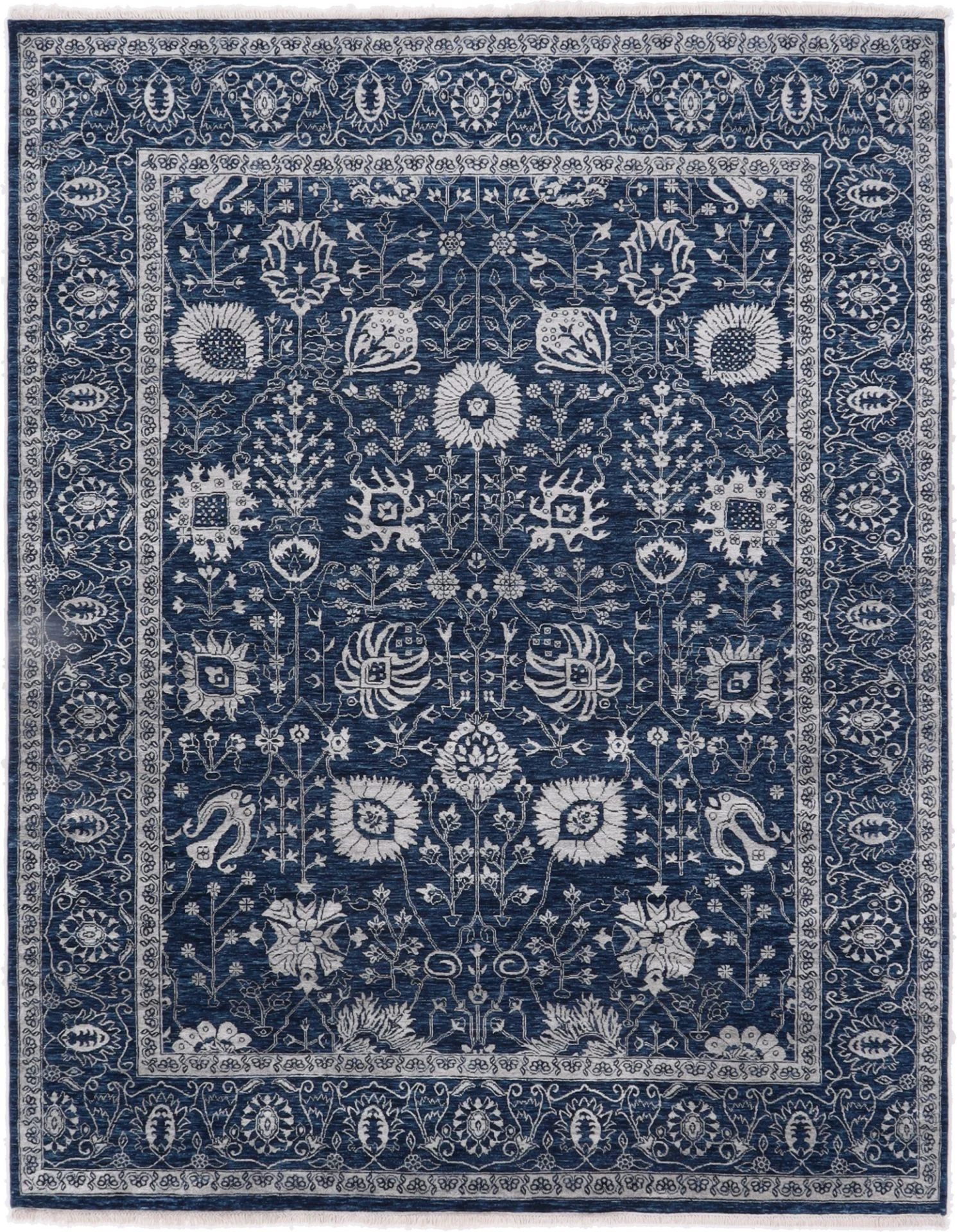 Wool & Silk Indian Rug 243 × 310 cm, hand-knotted
