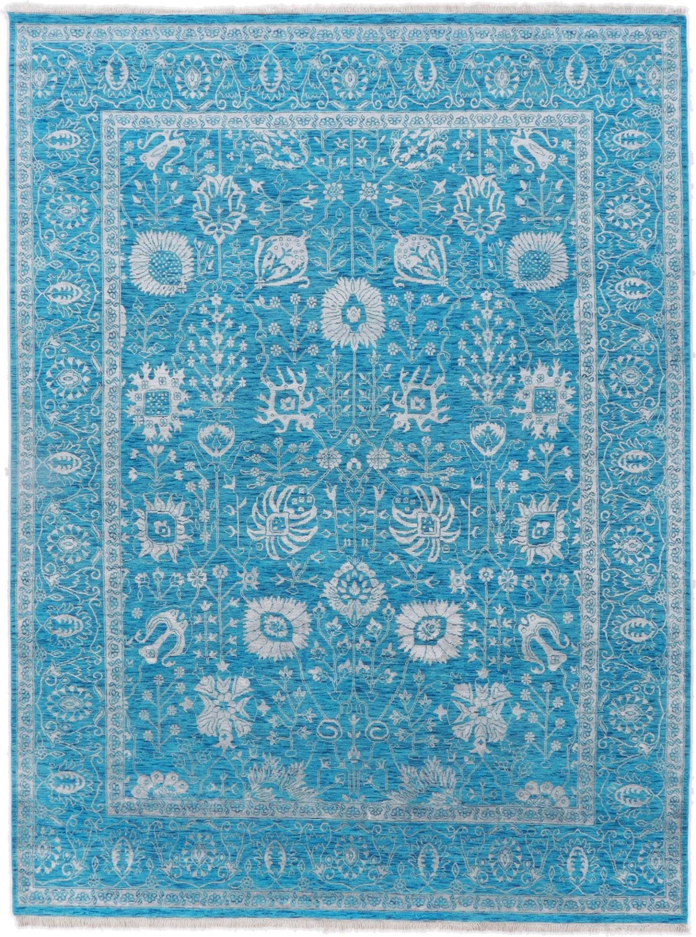 Wool & Silk Indian Rug 320 × 240 cm, hand-knotted