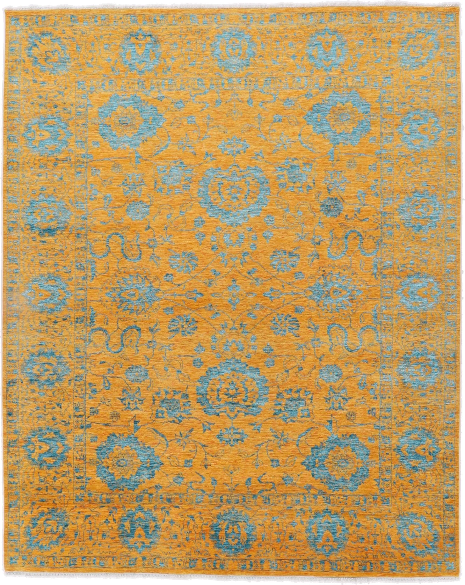 Wool & Silk Indian Rug 245 × 303 cm, hand-knotted