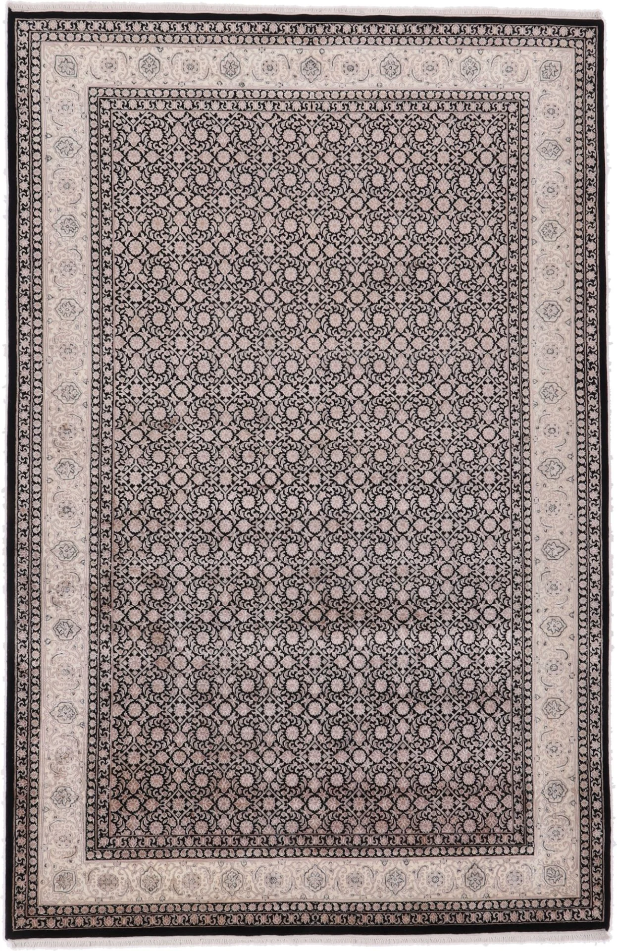 Indian Rug 302 × 198 cm in Wool & Silk, hand-knotted