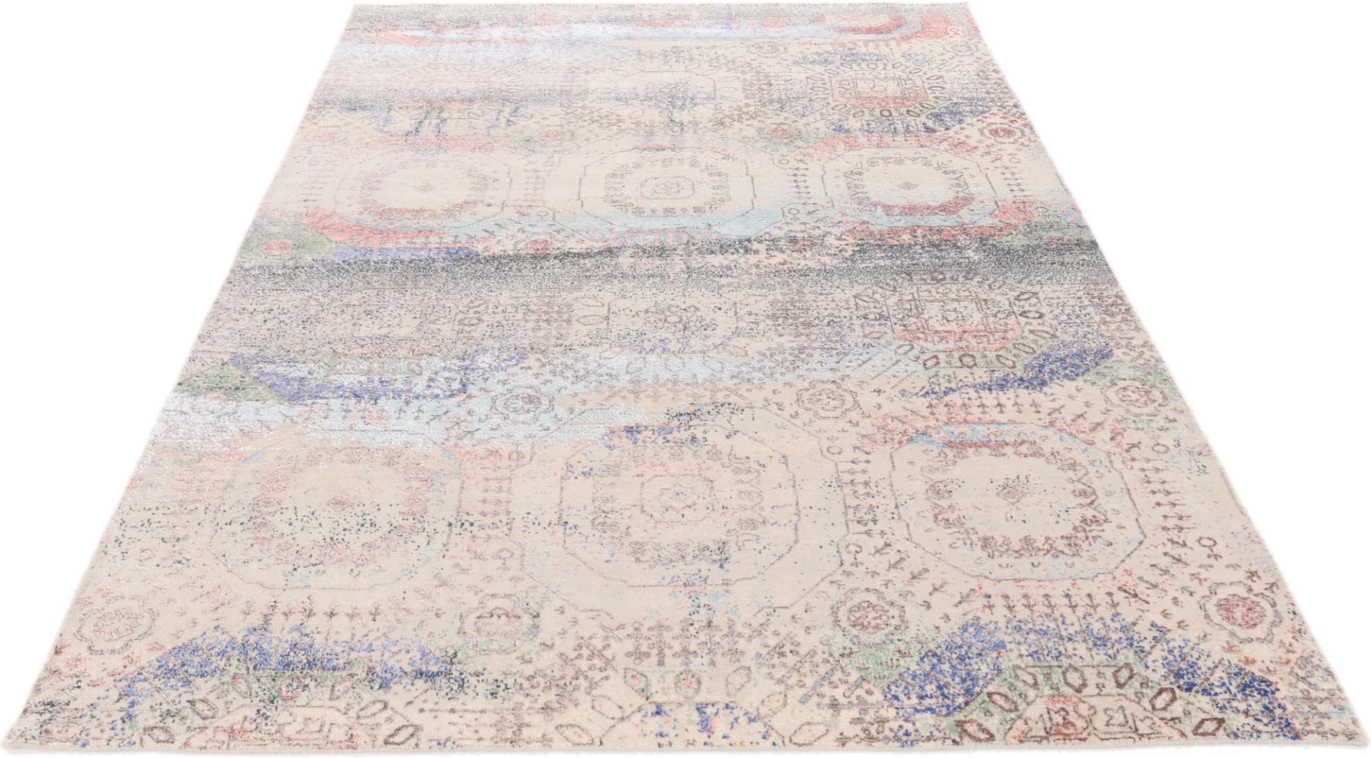 Alternative view of Wool & Silk Indian Rug 297 × 203 cm, hand-knotted
