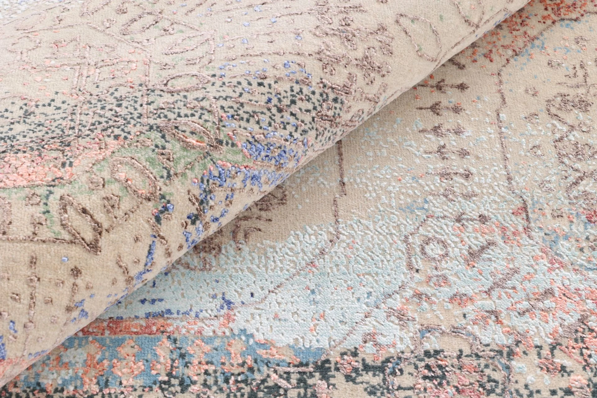 Wool & Silk Indian Rug 297 × 203 cm, hand-knotted - Image 8