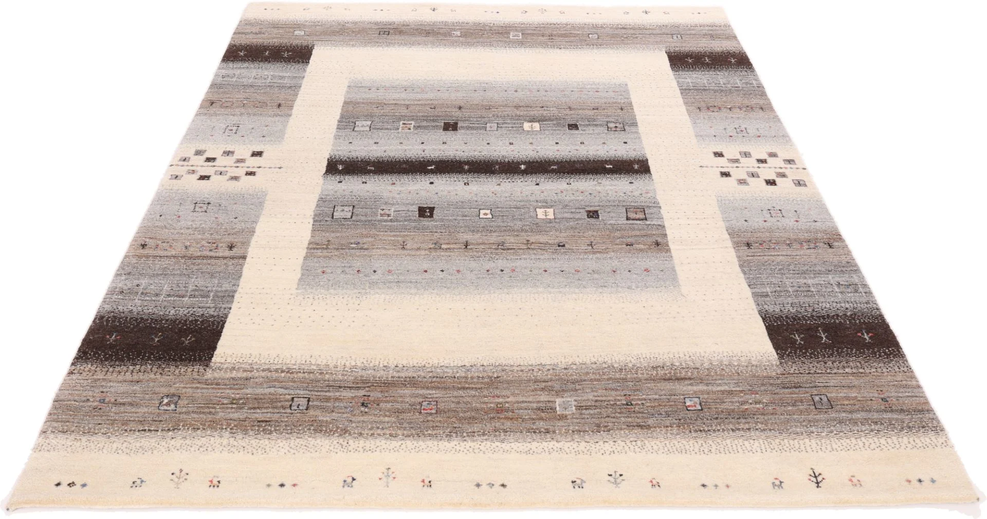 Alternative view of Hand-Knotted Loribaft Indian Rug, 256 × 198 cm, Wool & Silk