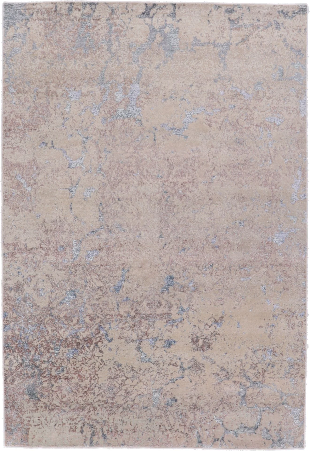 Hand-Knotted Indian Rug, 301 × 205 cm, Wool & Silk