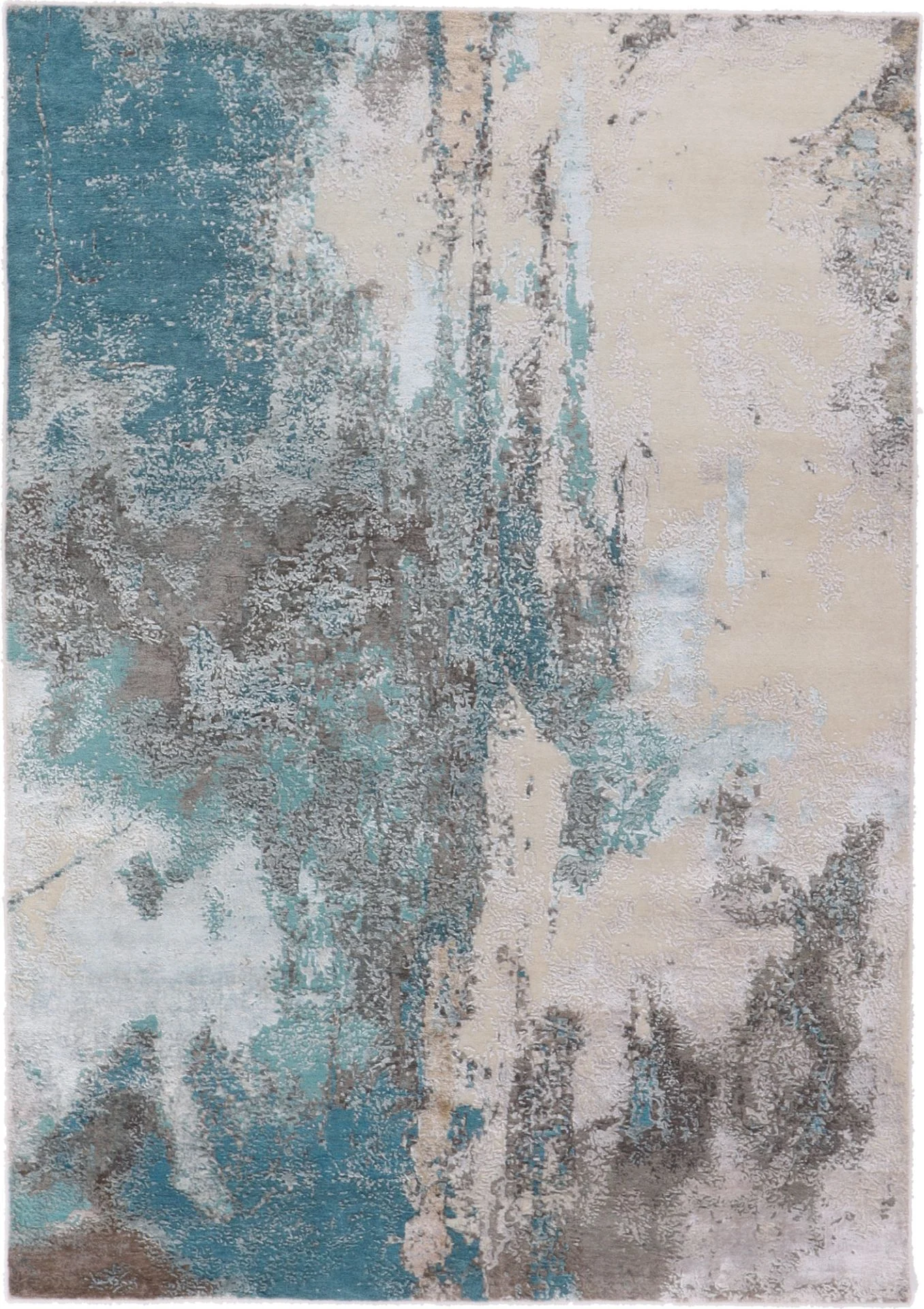Wool & Silk Indian Rug 244 × 171 cm, hand-knotted