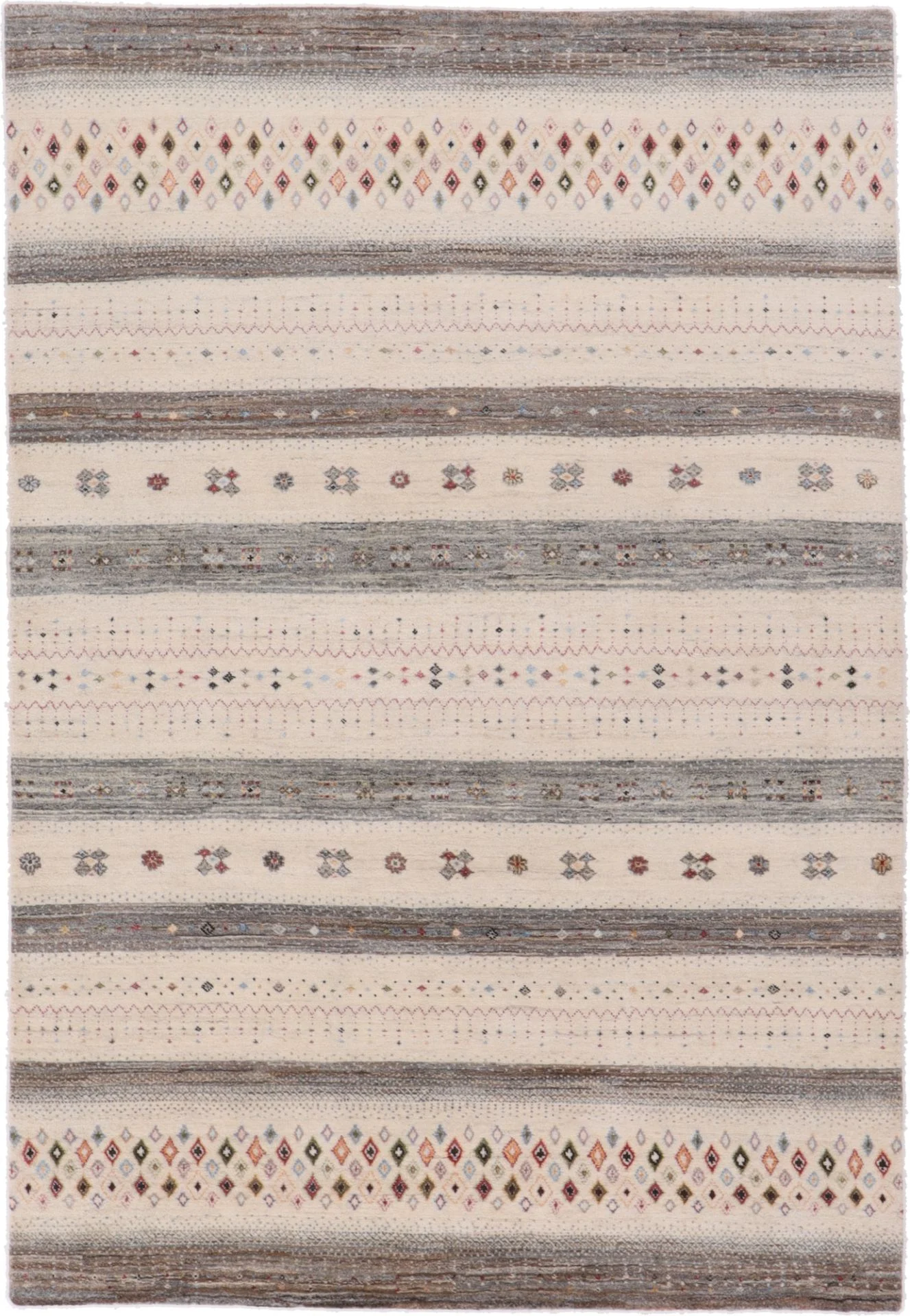 Hand-Knotted Loribaft Indian Rug, 244 × 166 cm, Wool & Silk