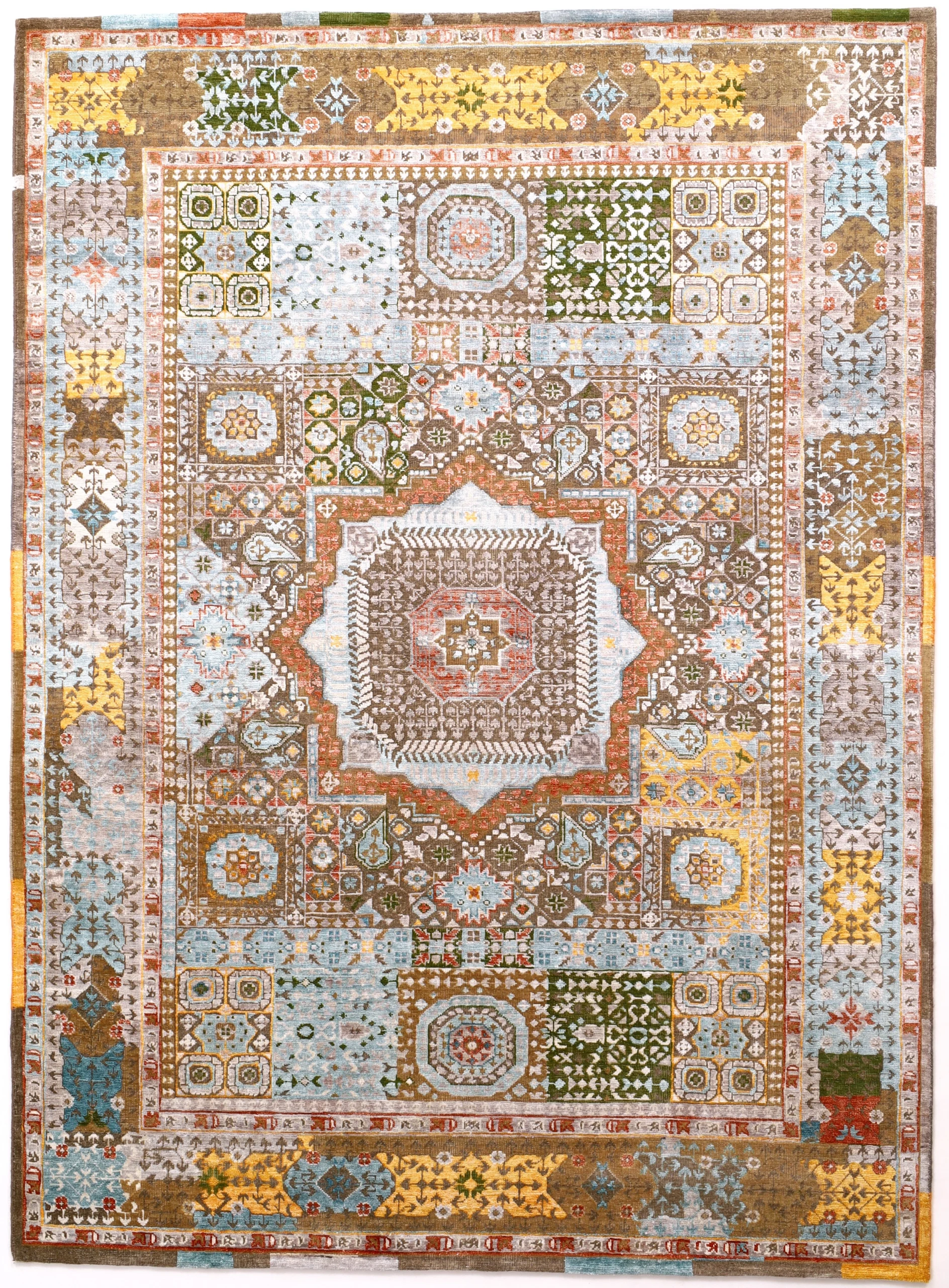 Hand-Knotted Indian Rug, 238 × 175 cm, Wool & Silk
