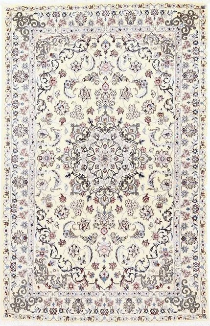 Nain Persian Rug 200 × 130 cm in Wool & Silk, hand-knotted