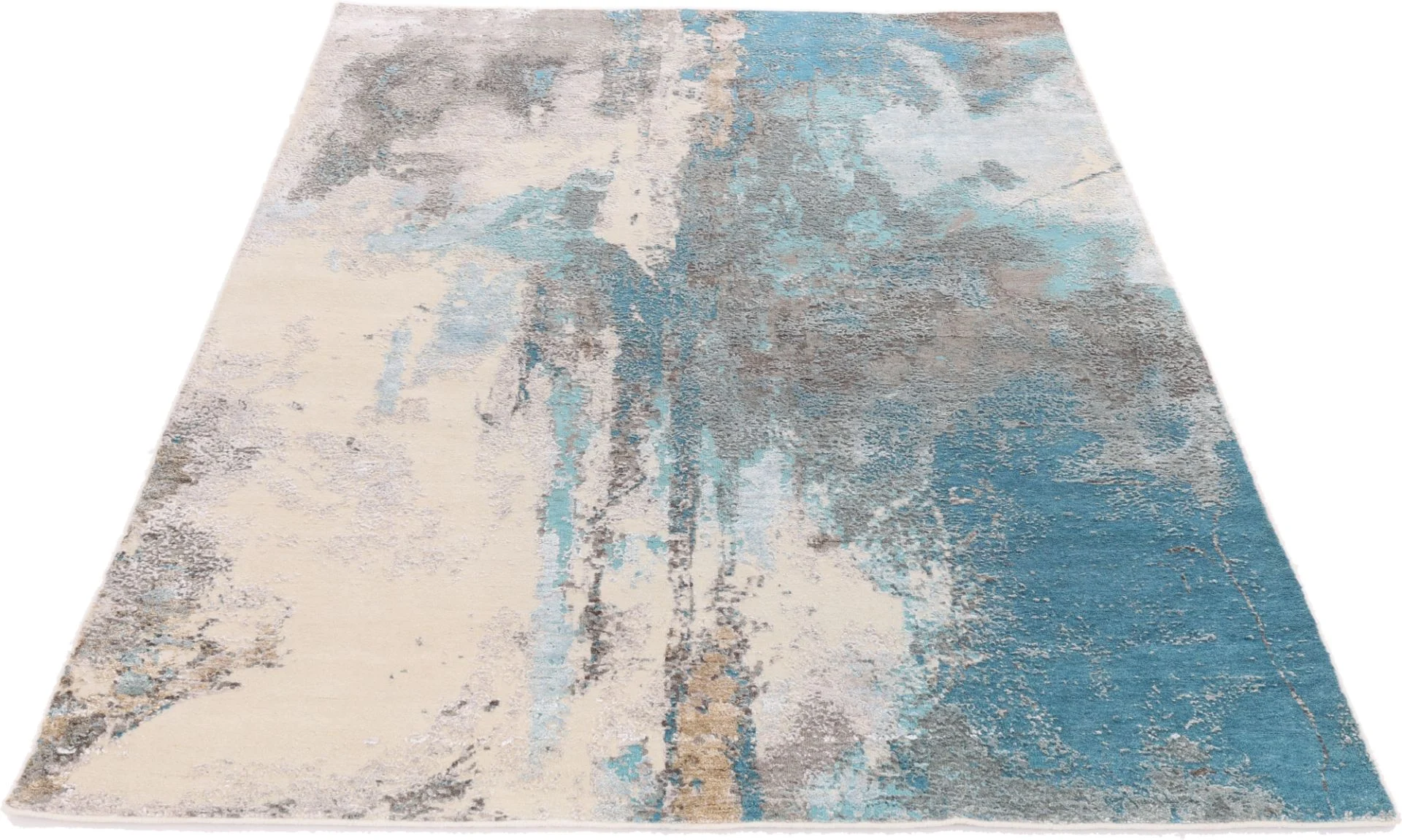 Alternative view of Wool & Silk Indian Rug 244 × 171 cm, hand-knotted