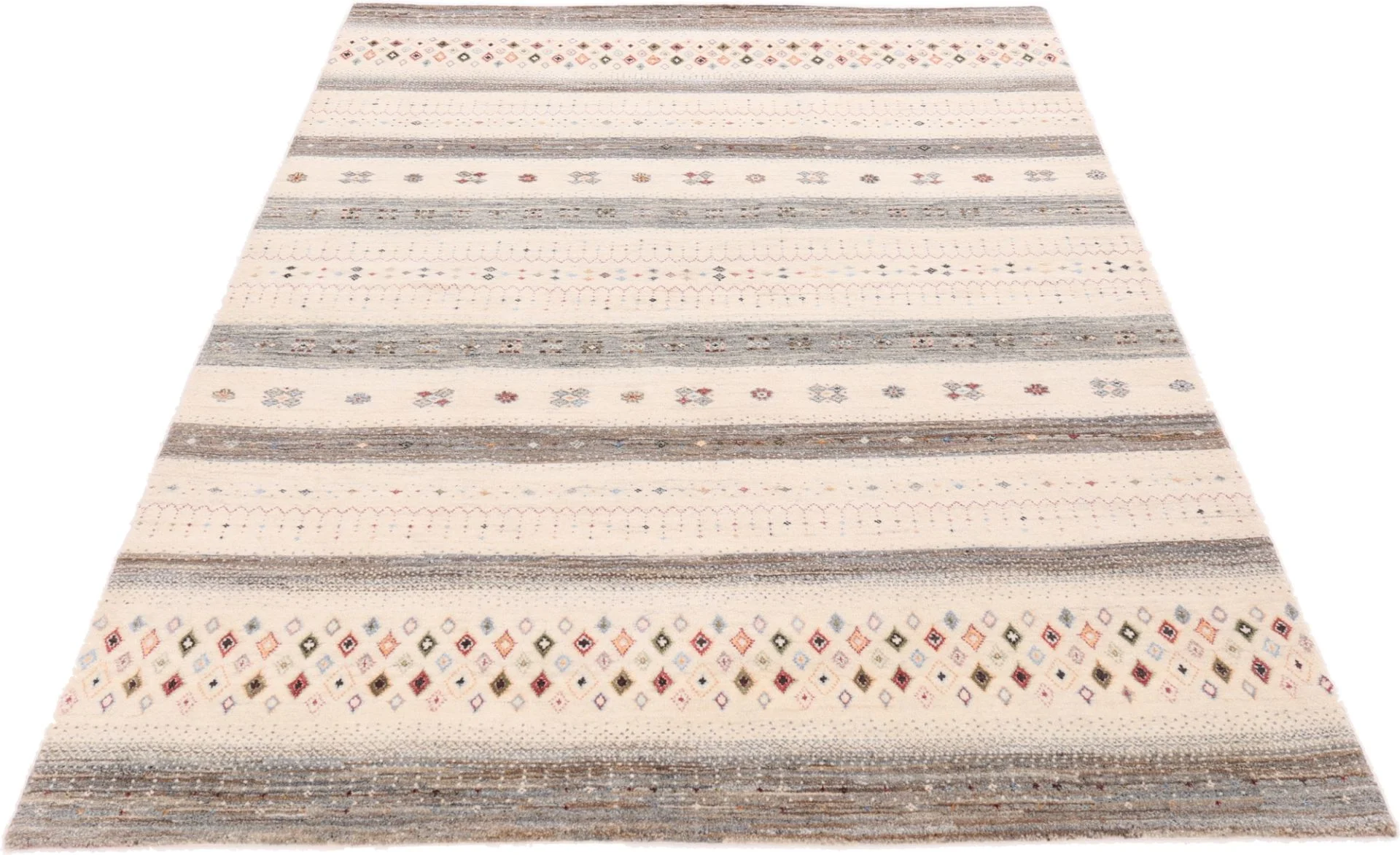 Alternative view of Hand-Knotted Loribaft Indian Rug, 244 × 166 cm, Wool & Silk