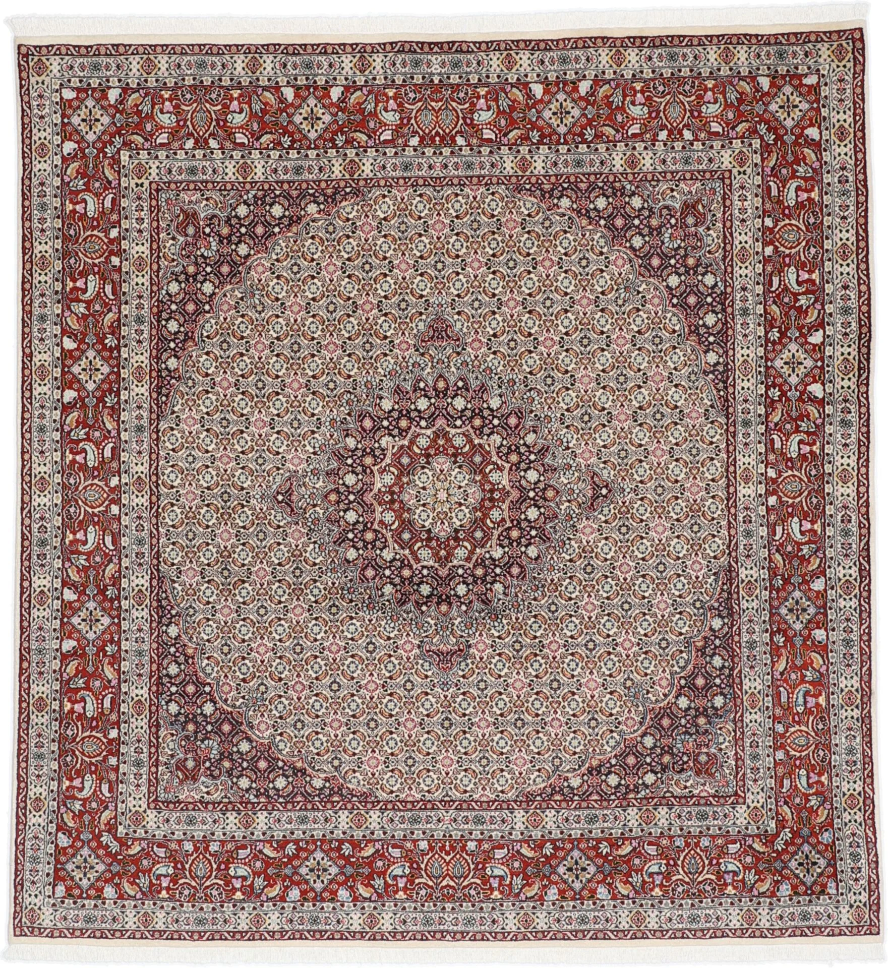 Hand-Knotted Moud Persian Rug, 195 × 207 cm, Wool