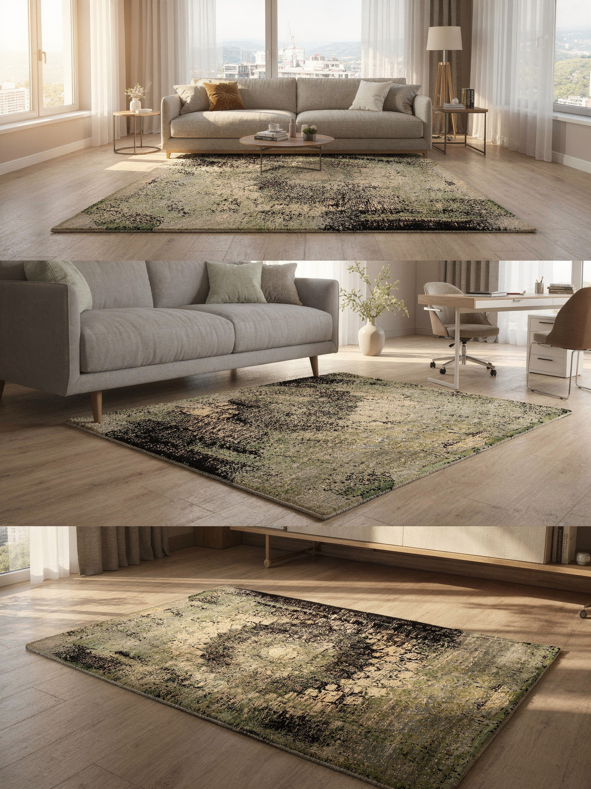 Alternative view of Indian Rug 237 × 175 cm in Wool & Silk, hand-knotted