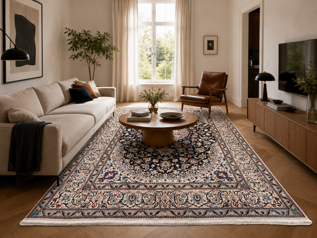 Alternative view of Nain Persian Rug 295 × 198 cm in Wool, hand-knotted