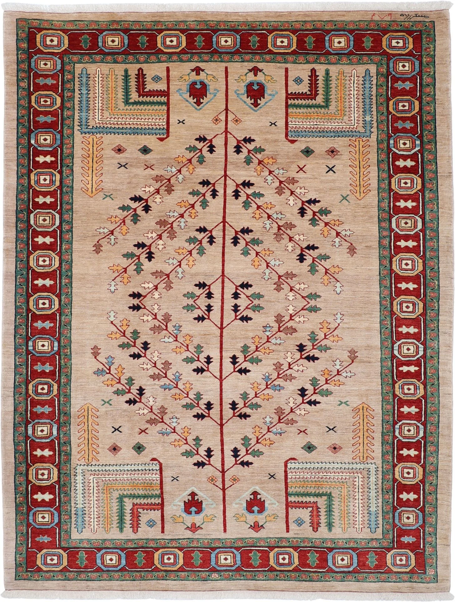 Hand-Knotted Heriz Persian Rug, 230 × 292 cm, Wool