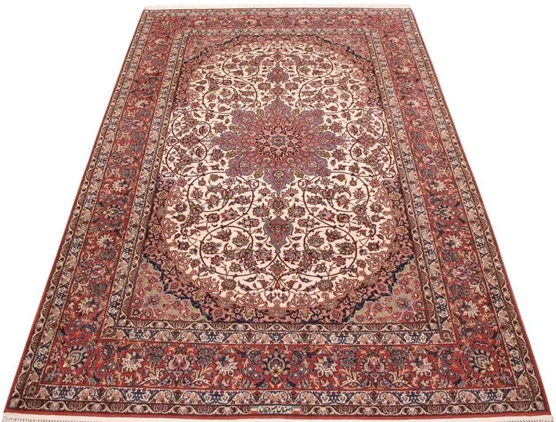 Hand-Knotted Isfahan Persian Rug, 298 × 198 cm, Wool & Silk - Image 3